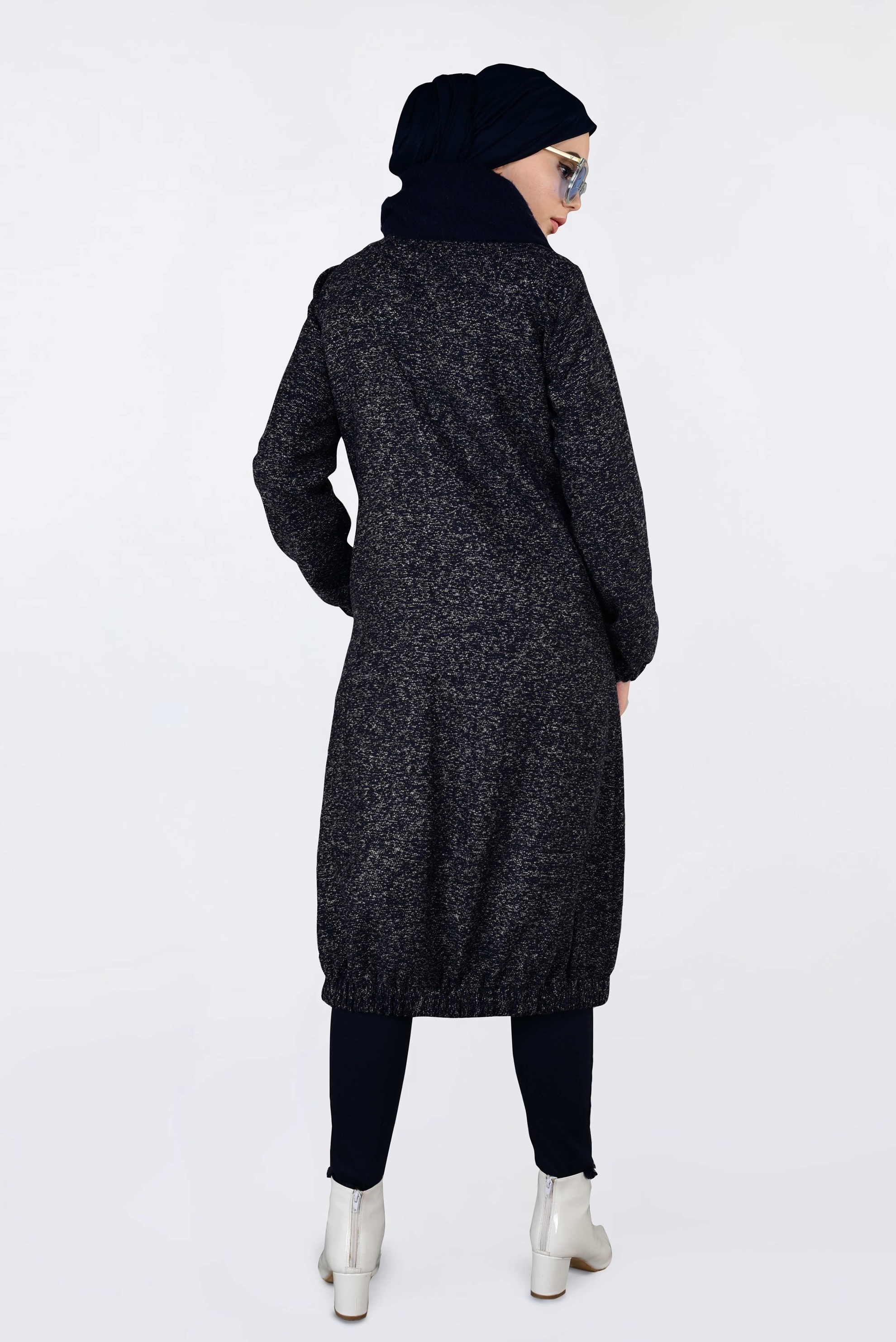 Vêtements hijab BLEU MARINE VESTE À ZIPPÉ À OURLET-ÉLASTIQUE 4821