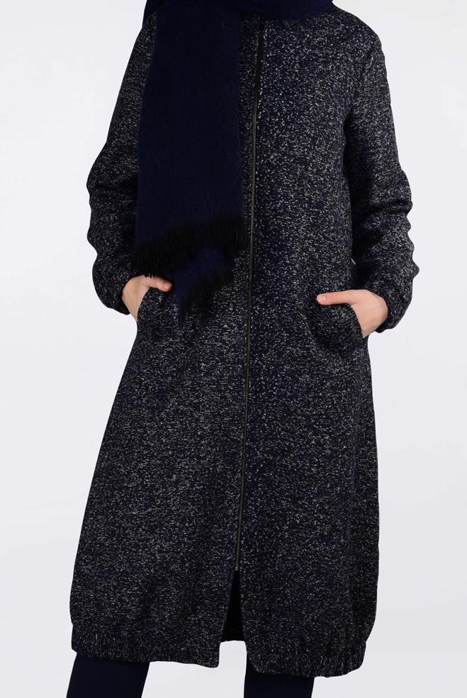 Vêtements hijab BLEU MARINE VESTE À ZIPPÉ À OURLET-ÉLASTIQUE 4821 - ALVİNA