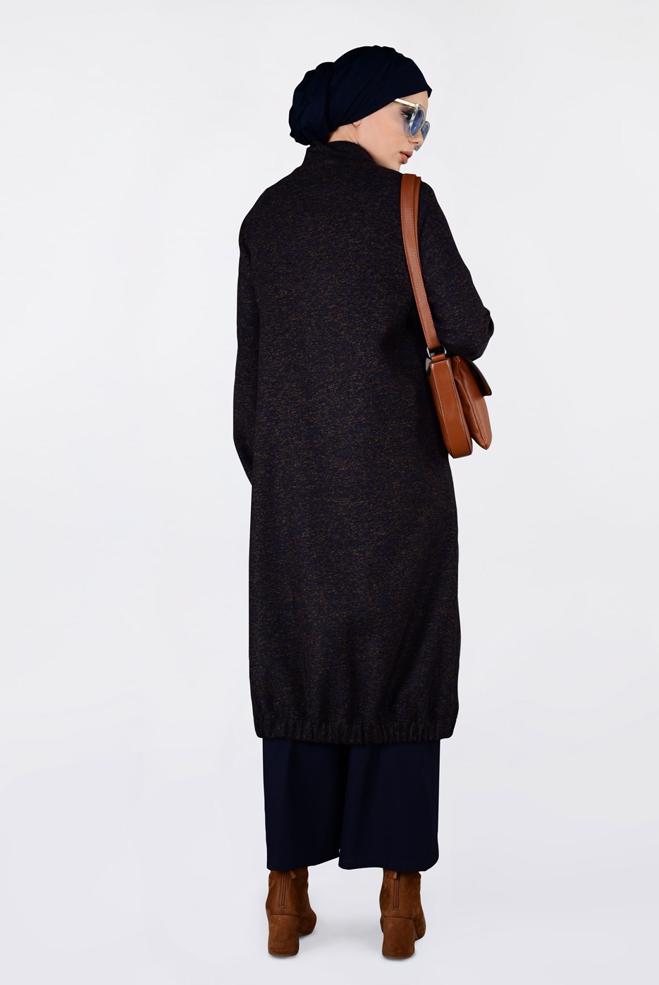 Vêtements hijab BLEU MARINE VESTE À ZIPPÉ À OURLET-ÉLASTIQUE 4821 - ALVİNA