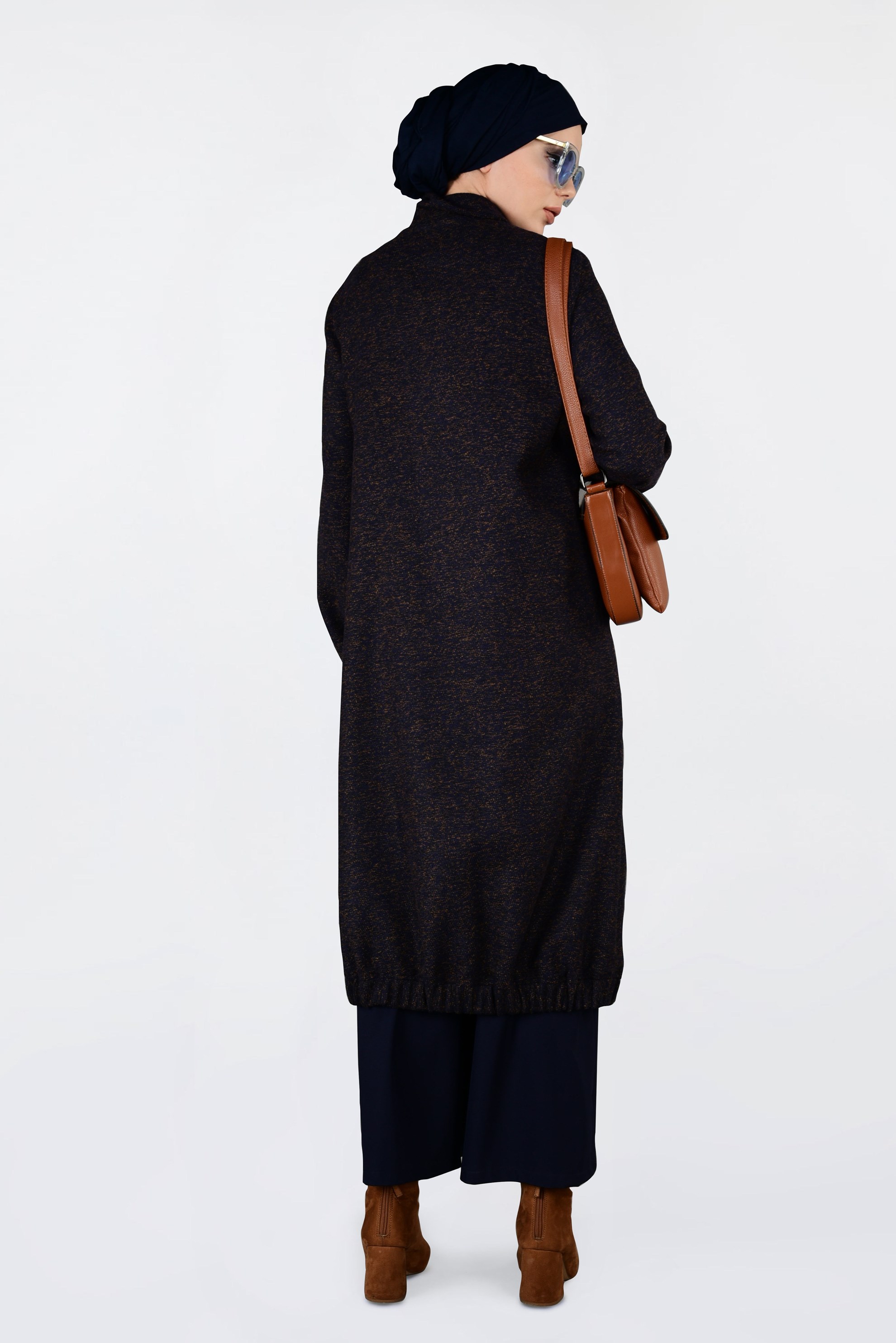 Hijab clothing NAVY BLUE ELASTIC-HEM ZIPPED JACKET 4821 