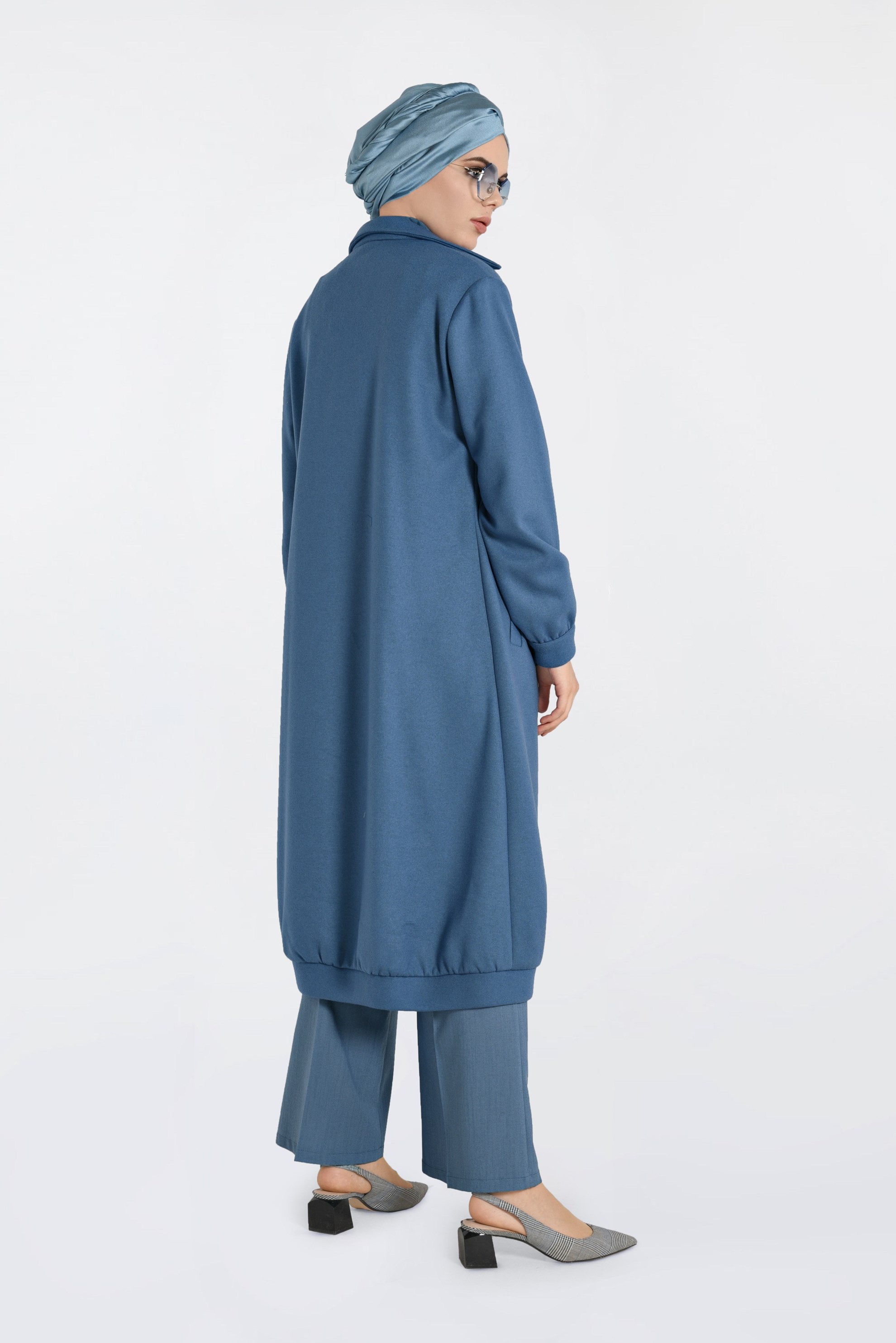 Hijab clothing BLUE ZIPPED WALKER COAT 4822