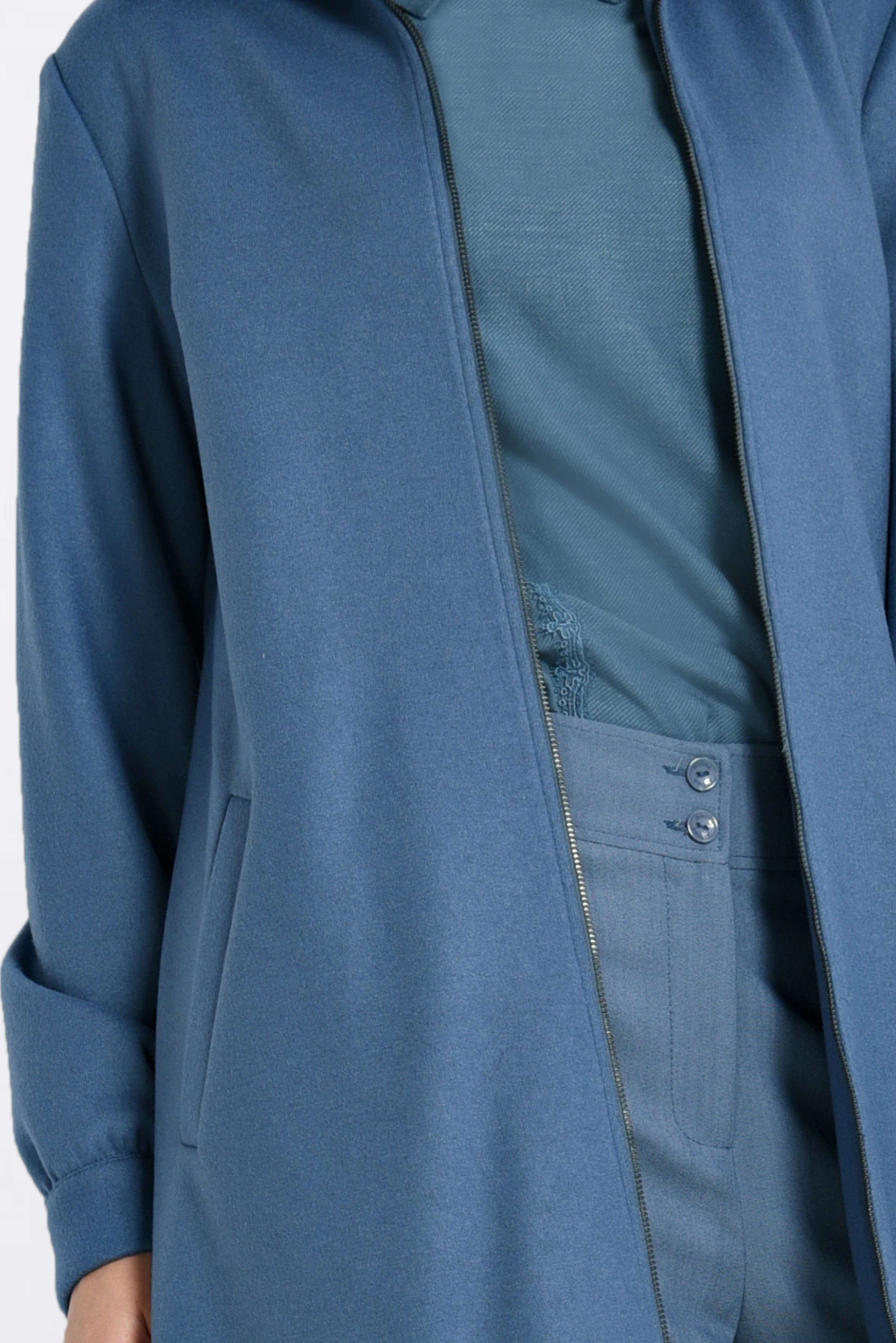 Hijab clothing BLUE ZIPPED WALKER COAT 4822