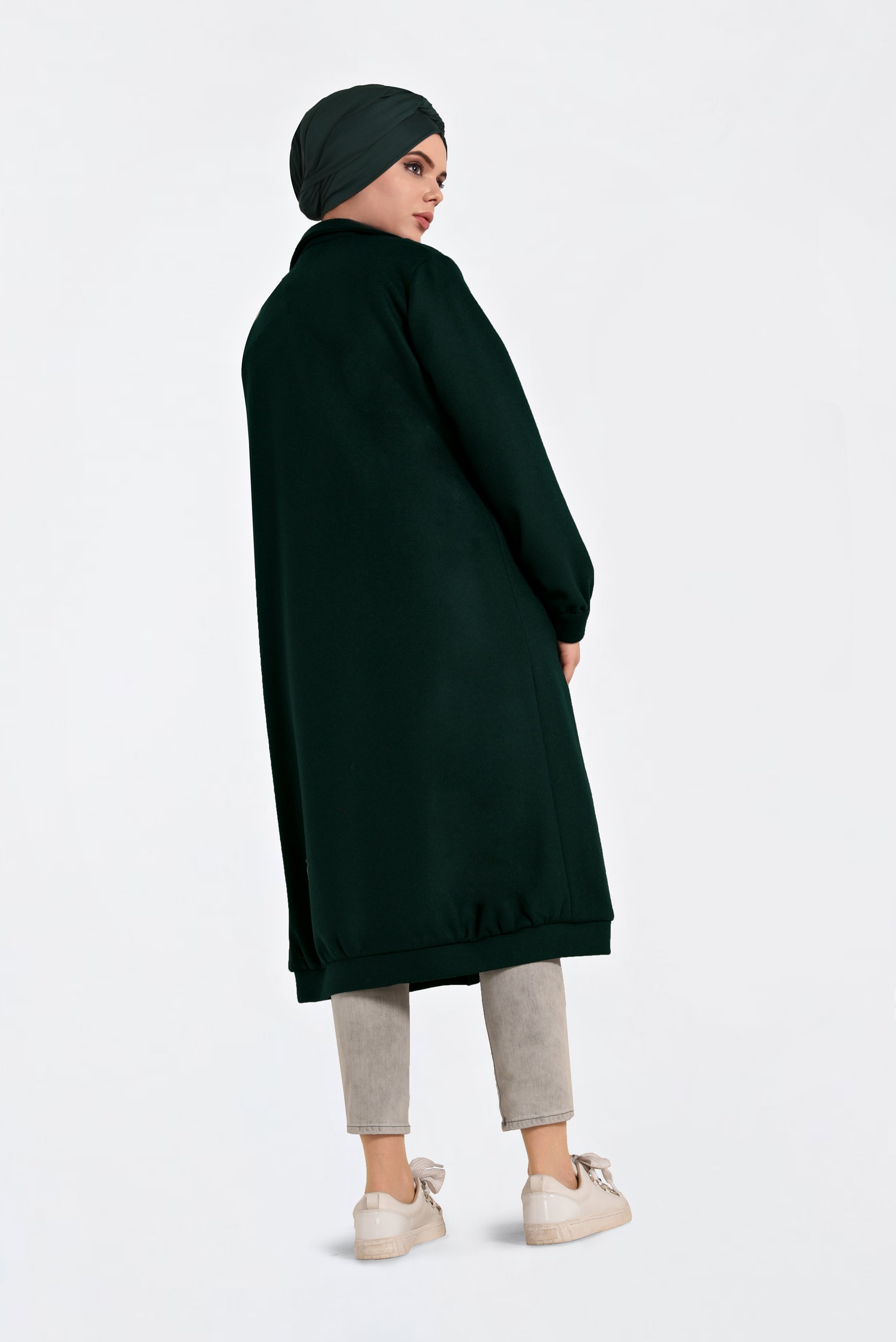 Hijab clothing GREEN ZIPPED WALKER COAT 4822