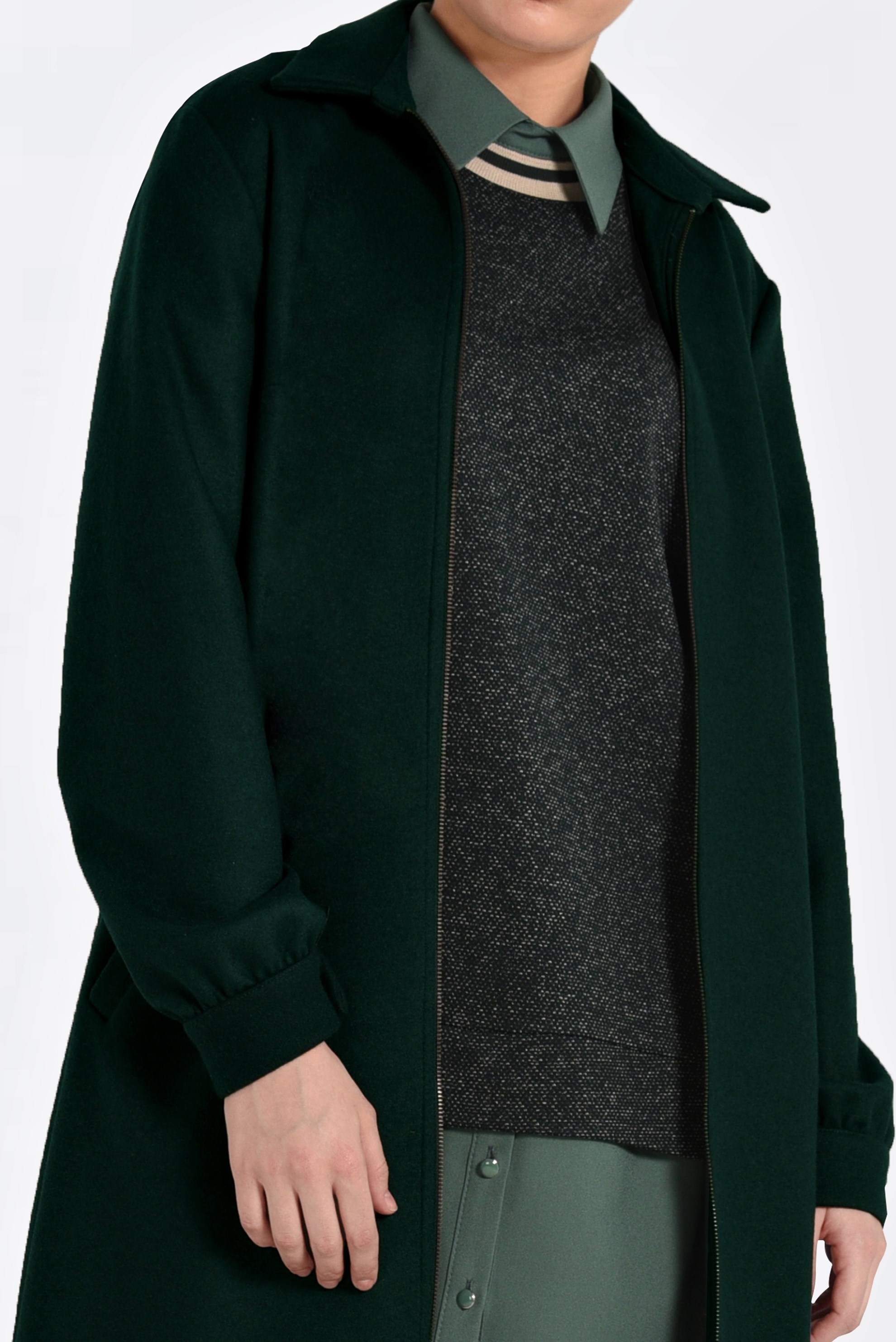 Hijab clothing GREEN ZIPPED WALKER COAT 4822