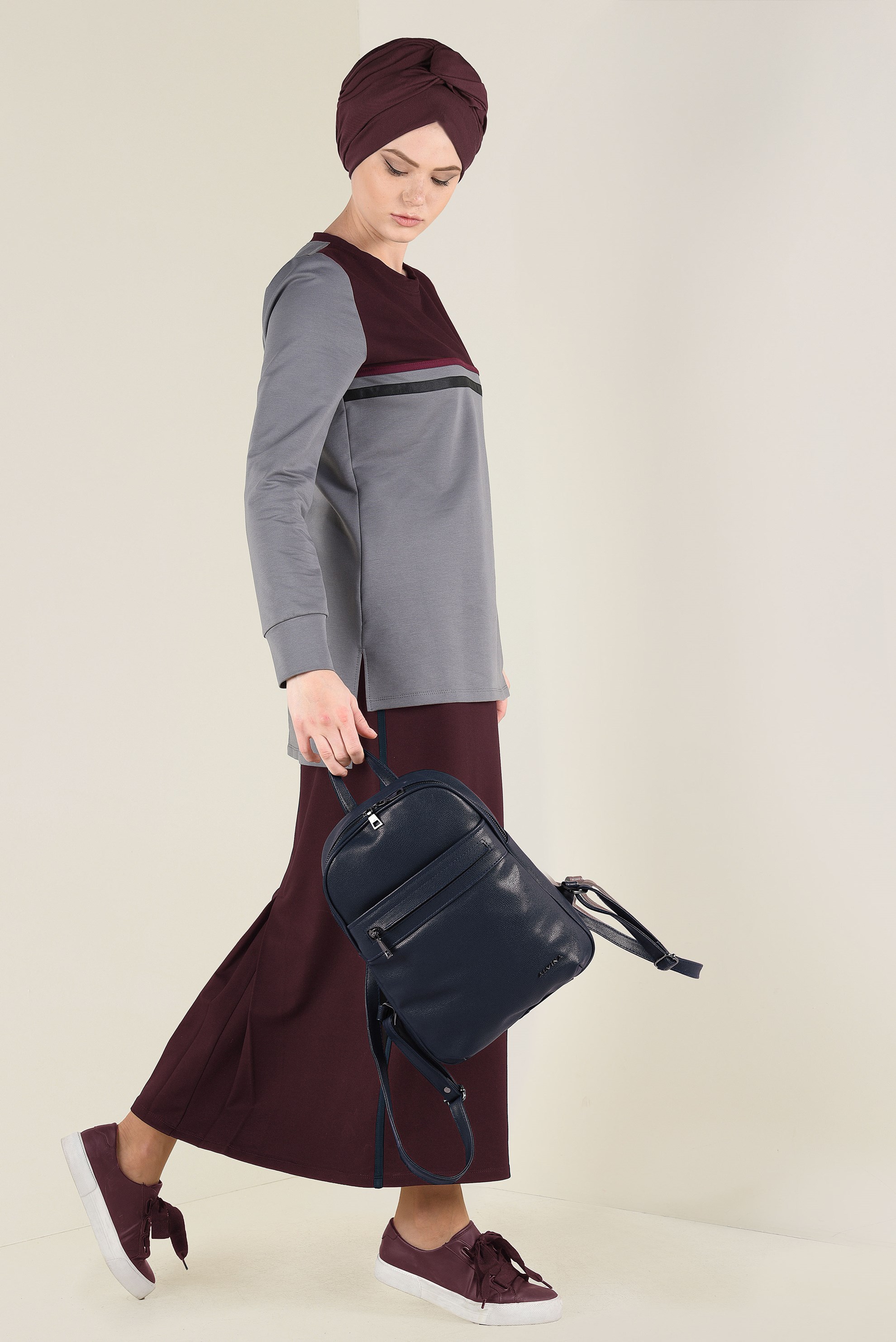 Tesettür giyim LACİVERT 1614 ALVİNA ÇANTA