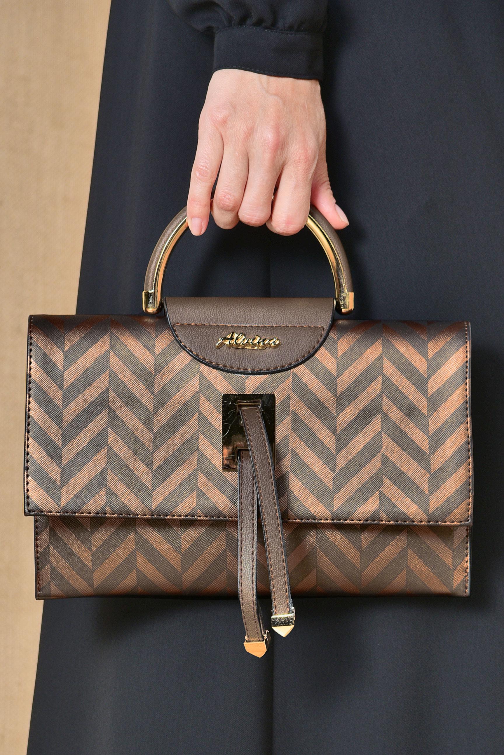 Tesettür giyim KAHVE 6047 ALVİNA ÇANTA