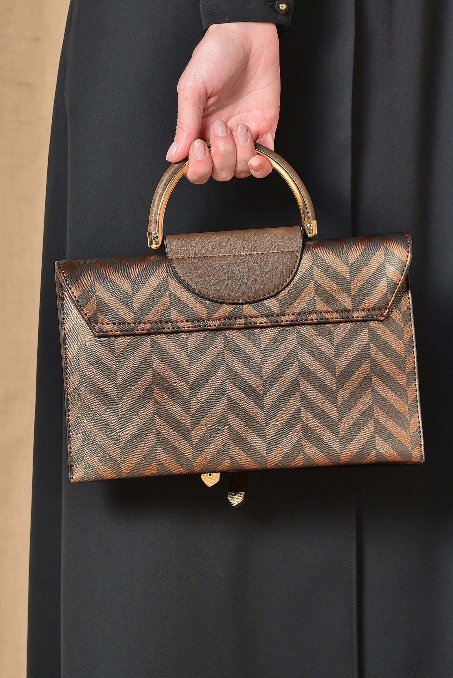 Tesettür giyim KAHVE 6047 ALVİNA ÇANTA