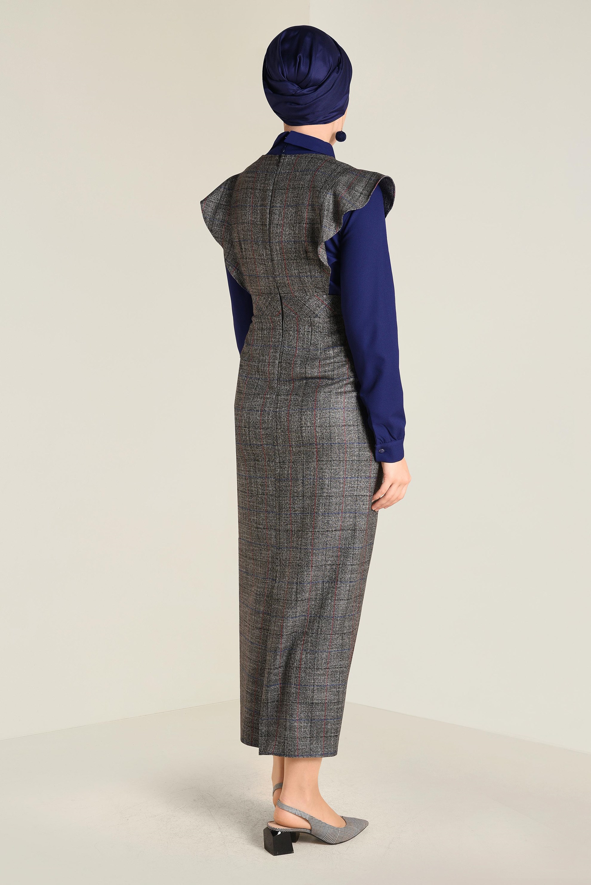 Tesettür giyim SİYAH KLASİK 2&prime;Lİ JİLE ELBİSE 4728