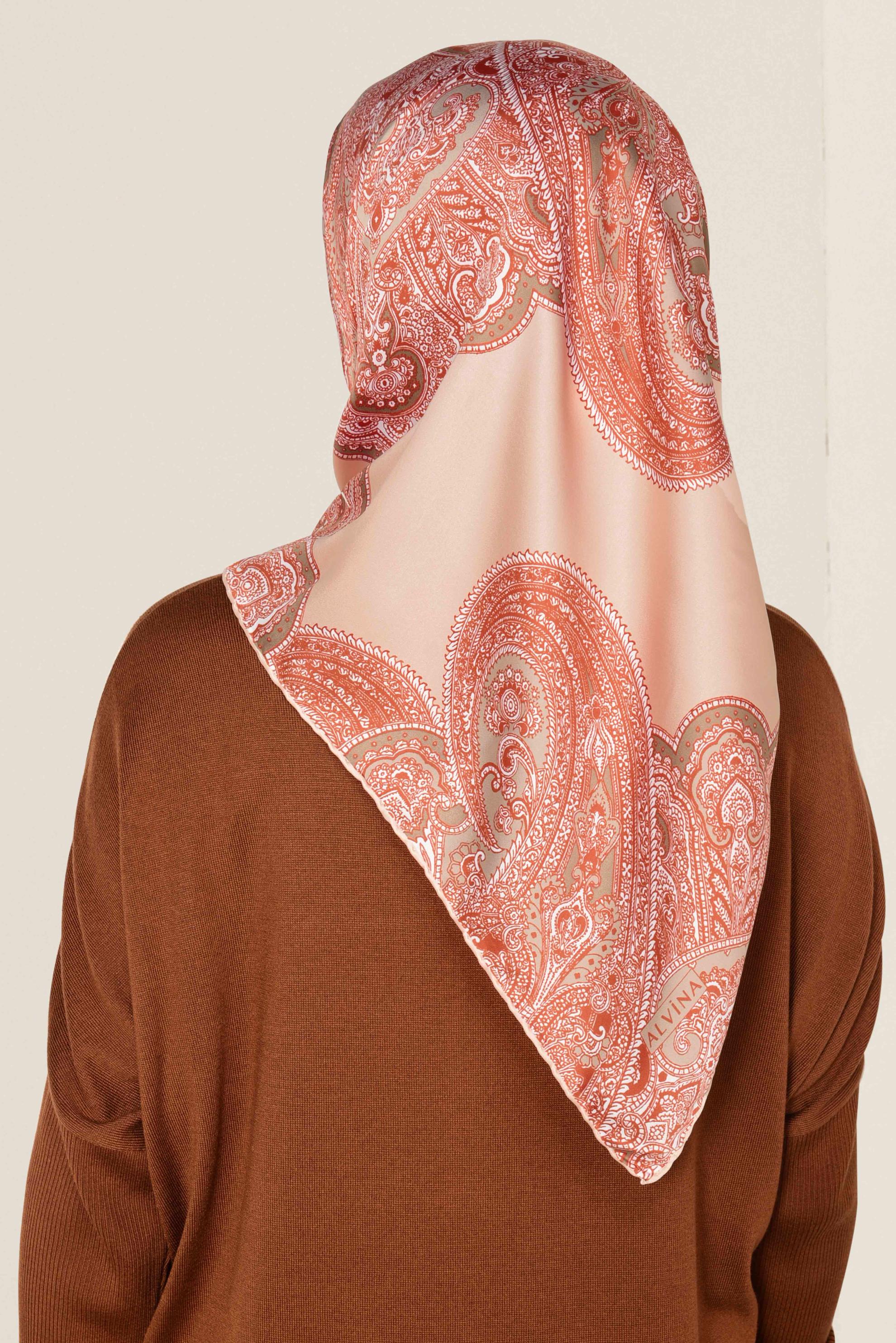 Tesettür giyim PUDRA 4491-1 ALVİNA DESENLİ EŞARP