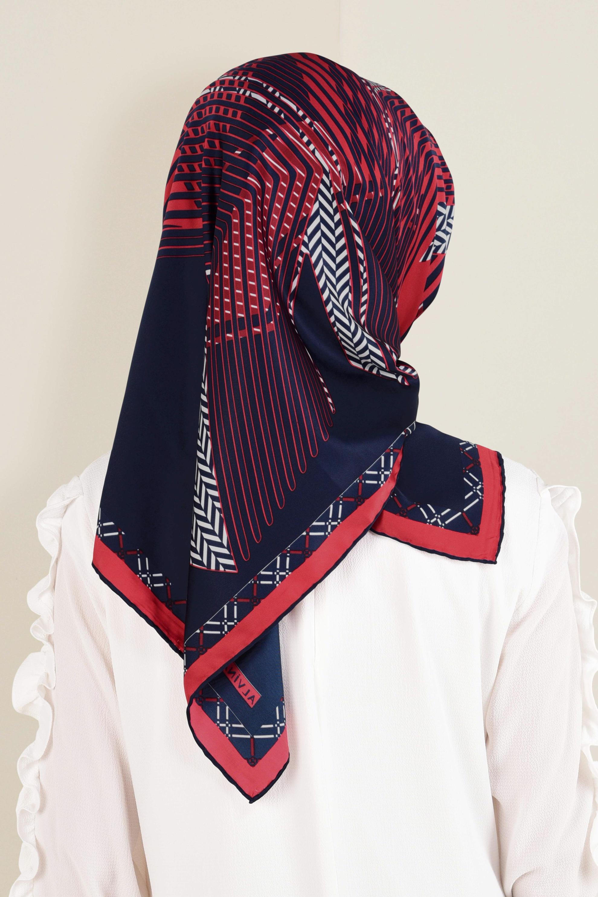 Tesettür giyim LACİVERT 5583-1 ALVİNA DESENLİ EŞARP