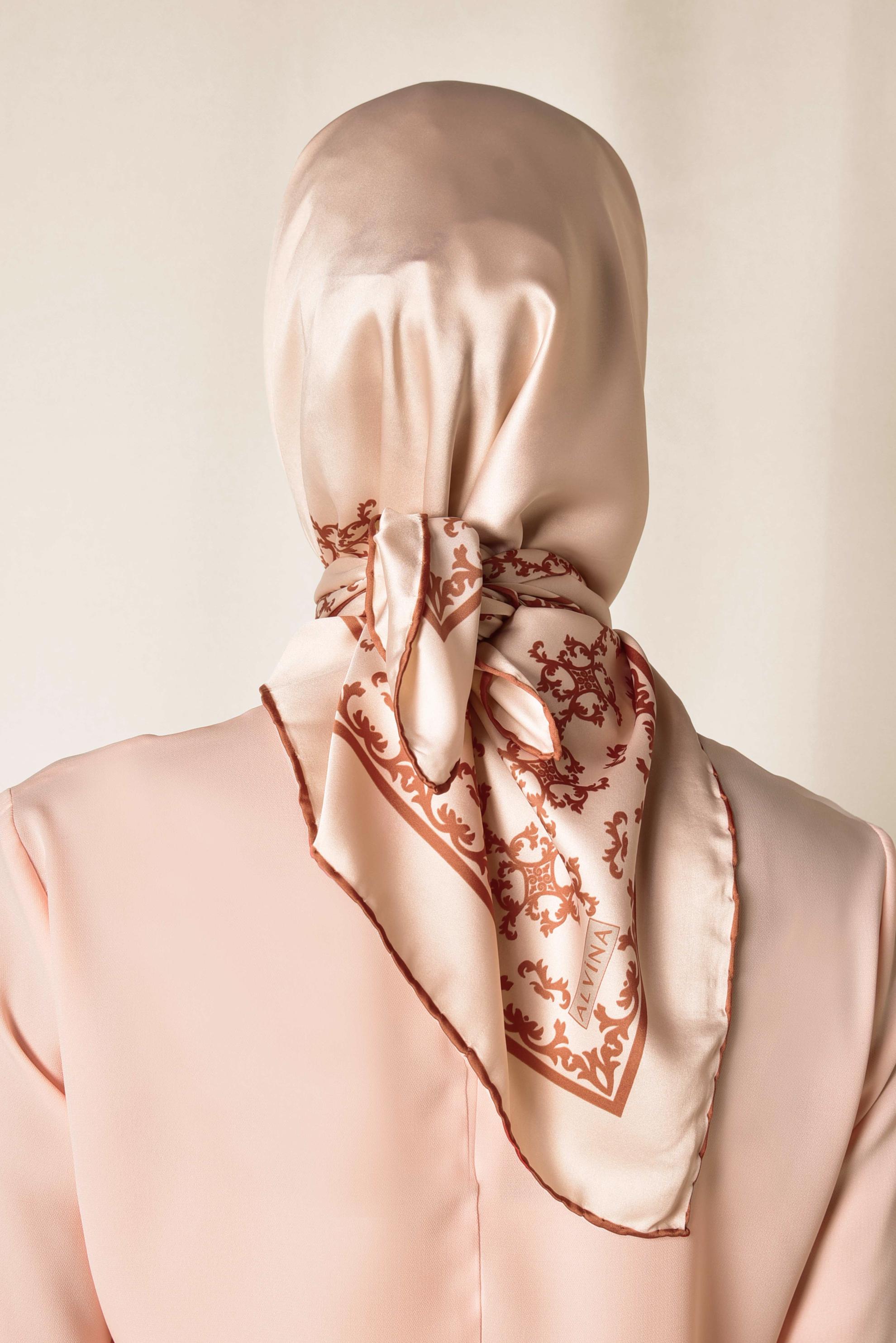 Tesettür giyim PUDRA 5584-1 ALVİNA DESENLİ EŞARP