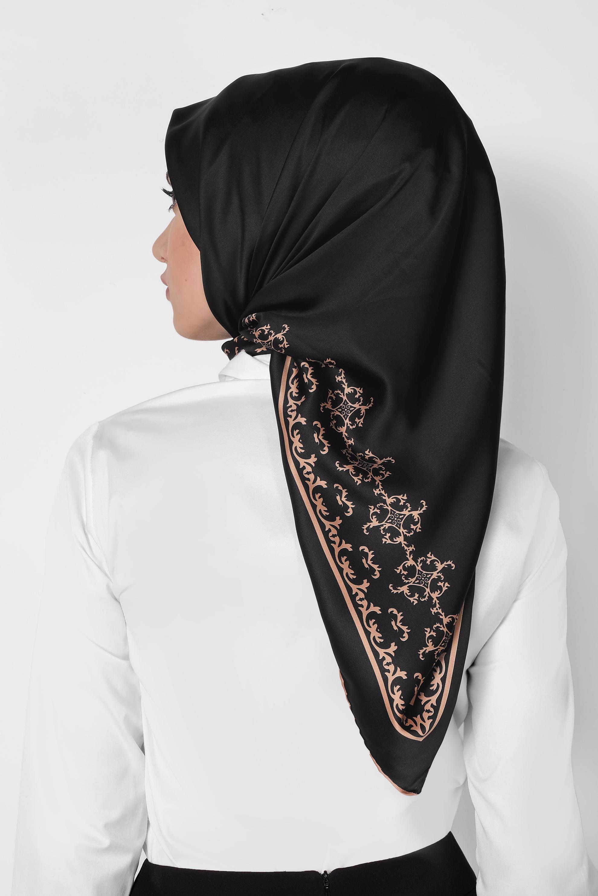 Tesettür giyim SİYAH 5584-1 ALVİNA DESENLİ EŞARP