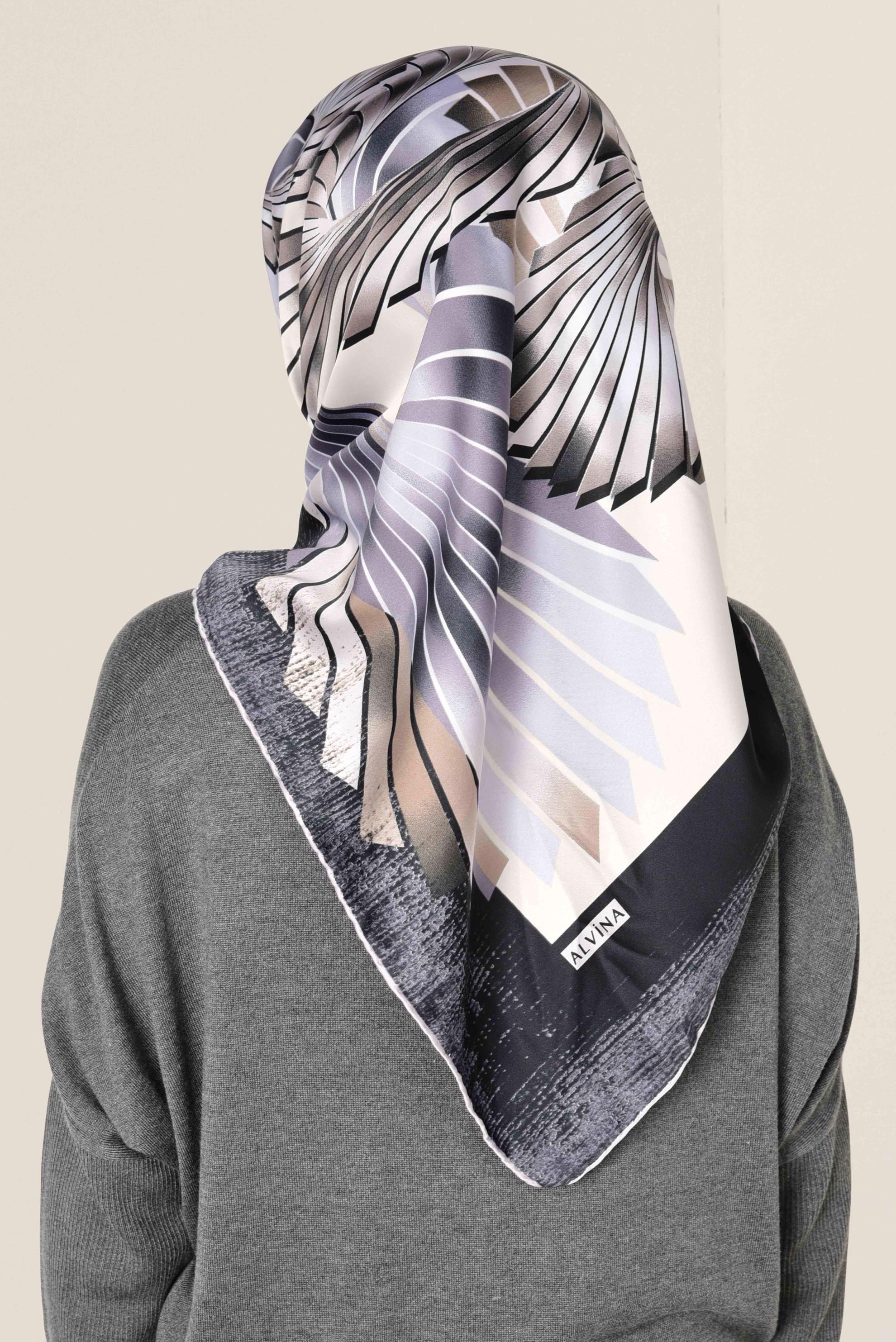 Tesettür giyim SİYAH 11411-1 ALVİNA DESENLİ EŞARP