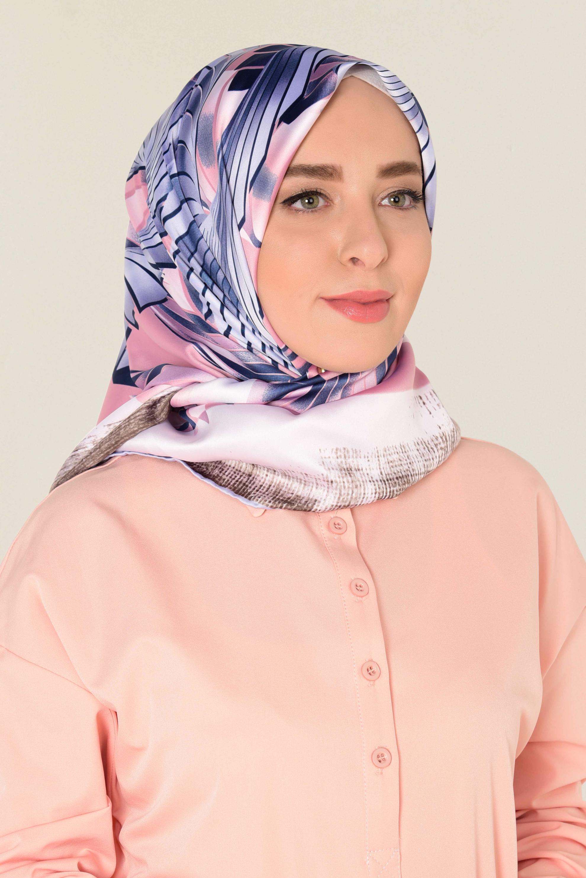 Tesettür giyim PUDRA 11411-1 ALVİNA DESENLİ EŞARP