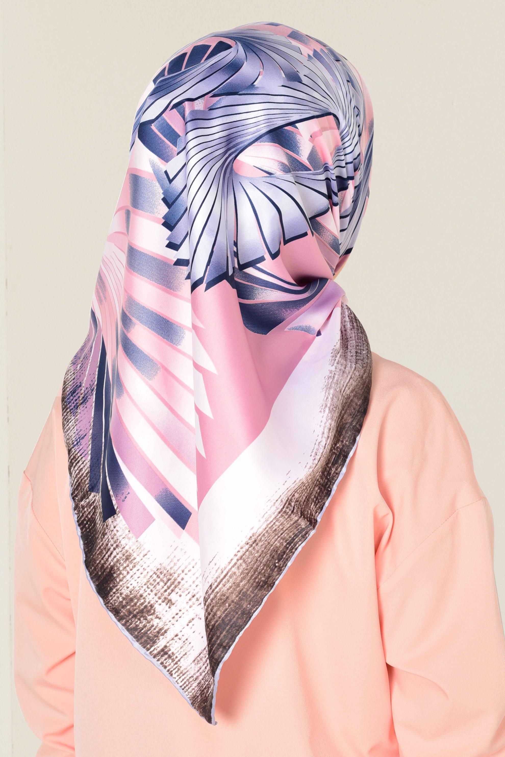 Tesettür giyim PUDRA 11411-1 ALVİNA DESENLİ EŞARP