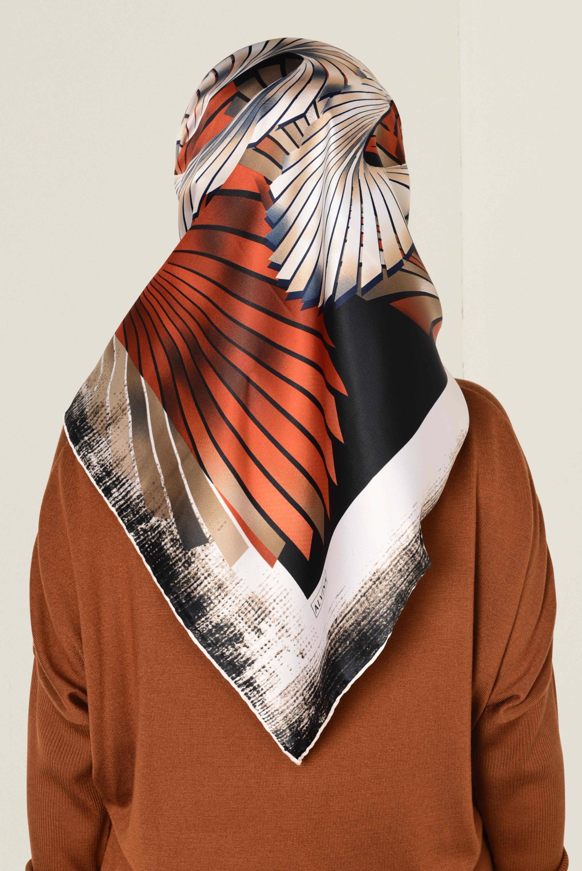 Tesettür giyim SİYAH 11411-1 ALVİNA DESENLİ EŞARP