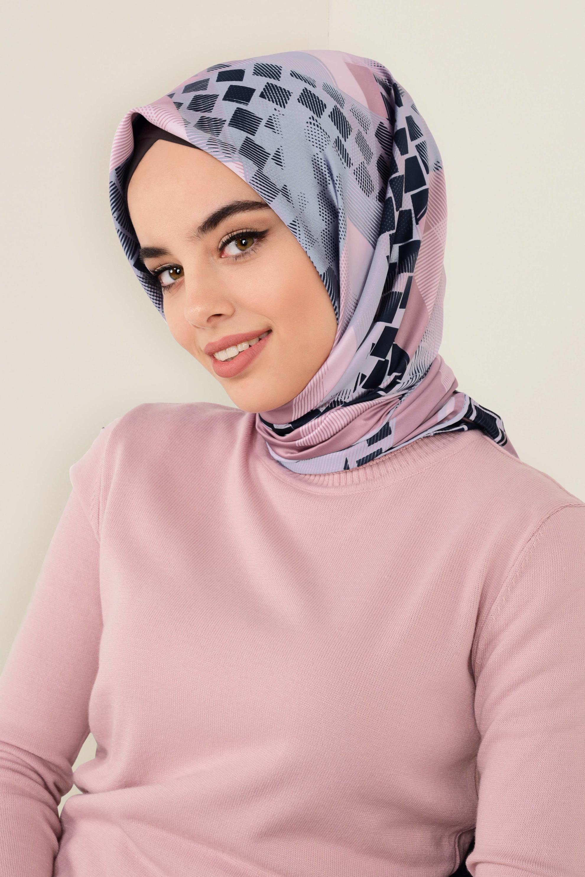 Tesettür giyim PUDRA 11412-1  ALVİNA DESENLİ EŞARP