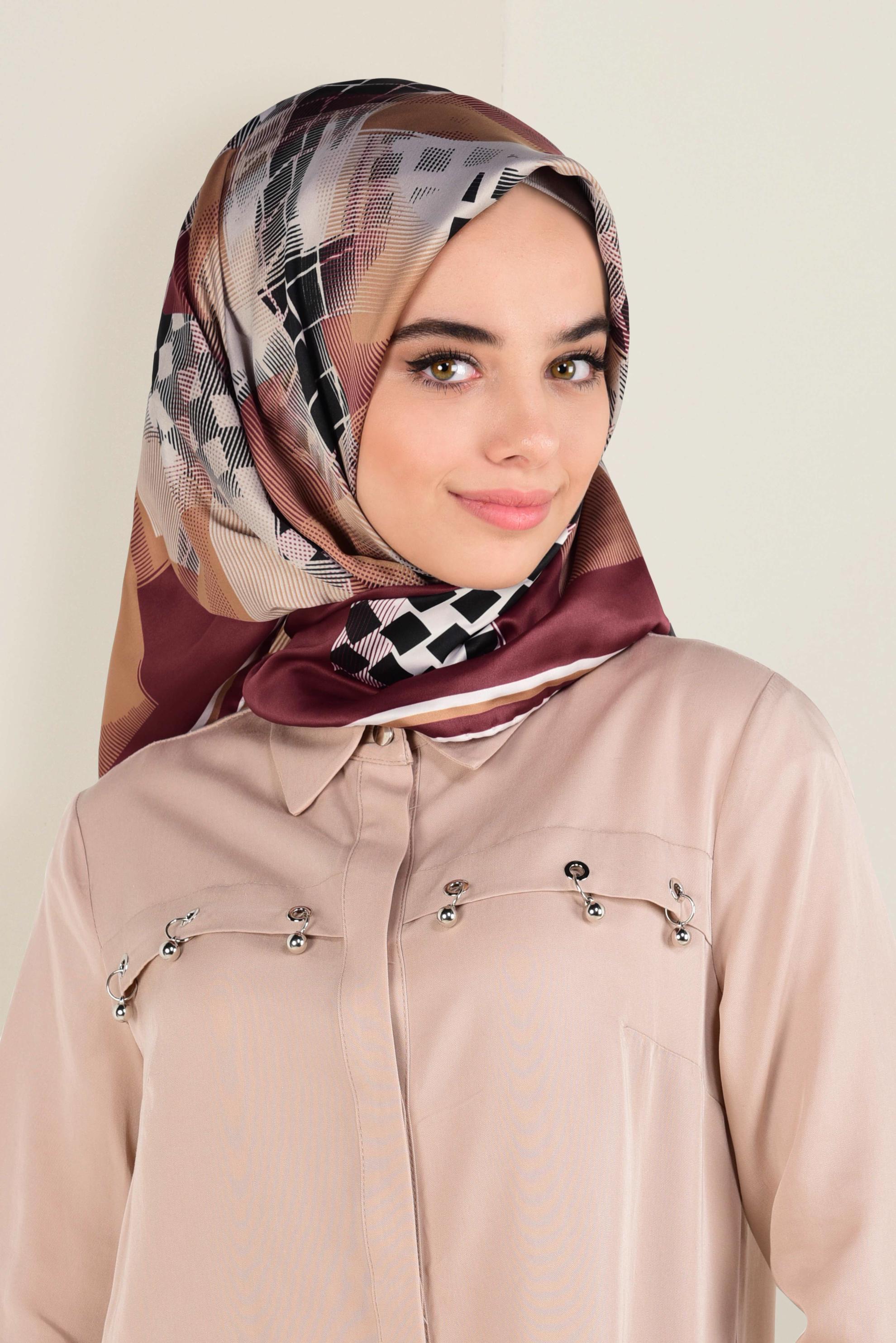 Tesettür giyim SİYAH 11412-1  ALVİNA DESENLİ EŞARP