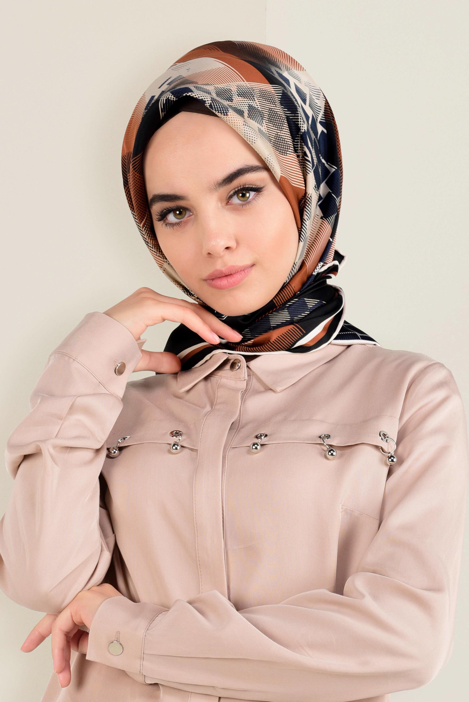 Tesettür giyim SİYAH 11412-1  ALVİNA DESENLİ EŞARP