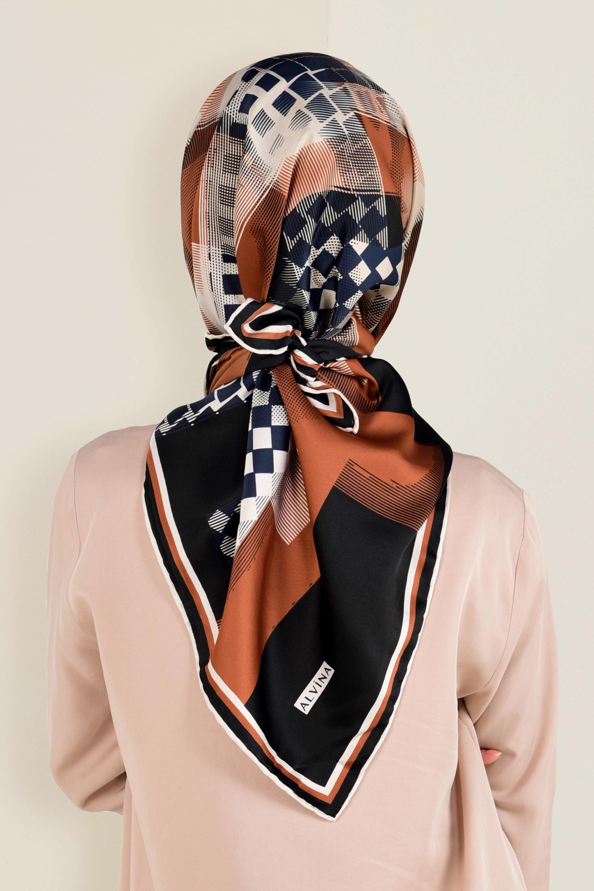 Tesettür giyim SİYAH 11412-1  ALVİNA DESENLİ EŞARP