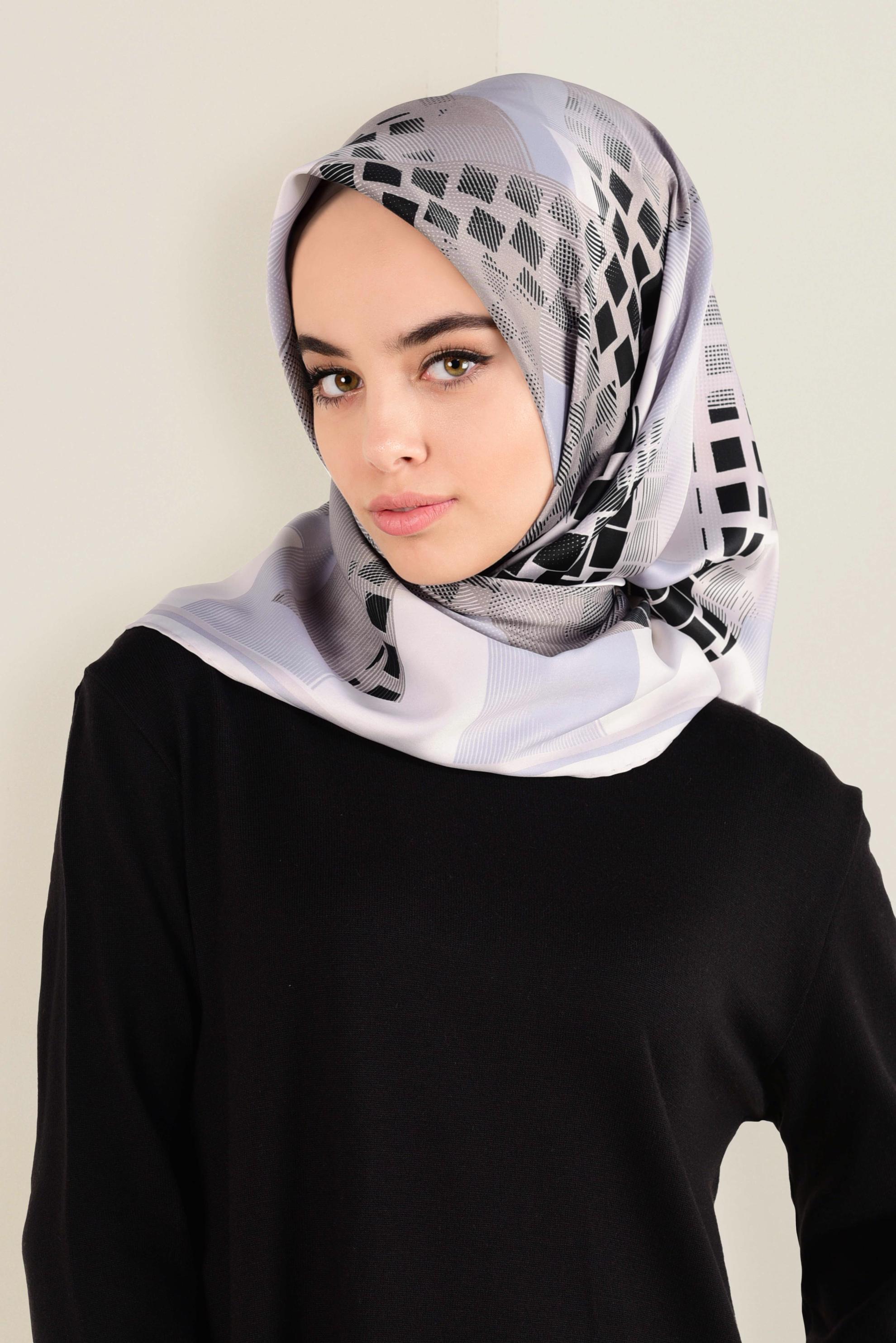 Tesettür giyim BEJ 11412-1  ALVİNA DESENLİ EŞARP