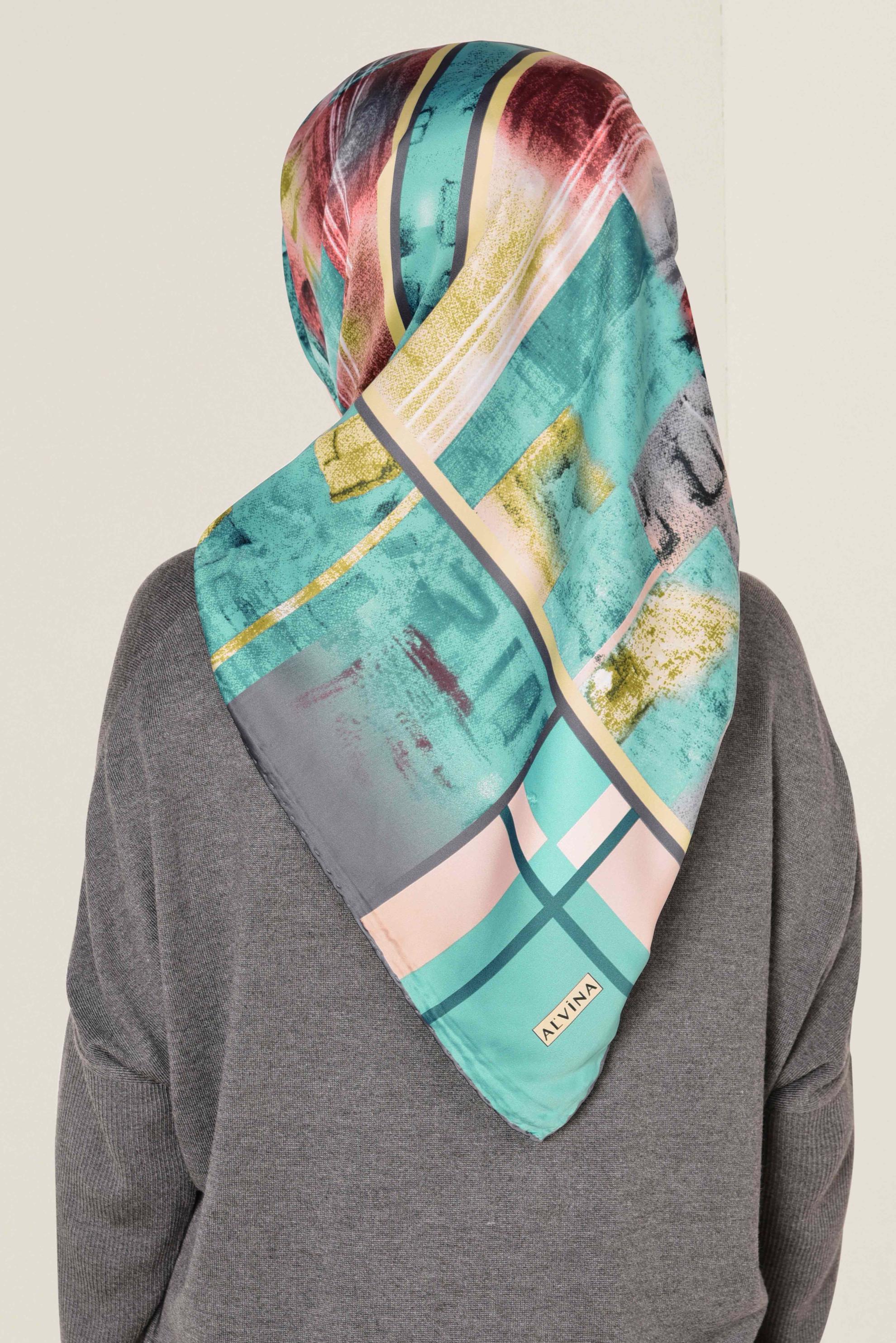 Tesettür giyim MAVİ 11417-1 ALVİNA DESENLİ EŞARP