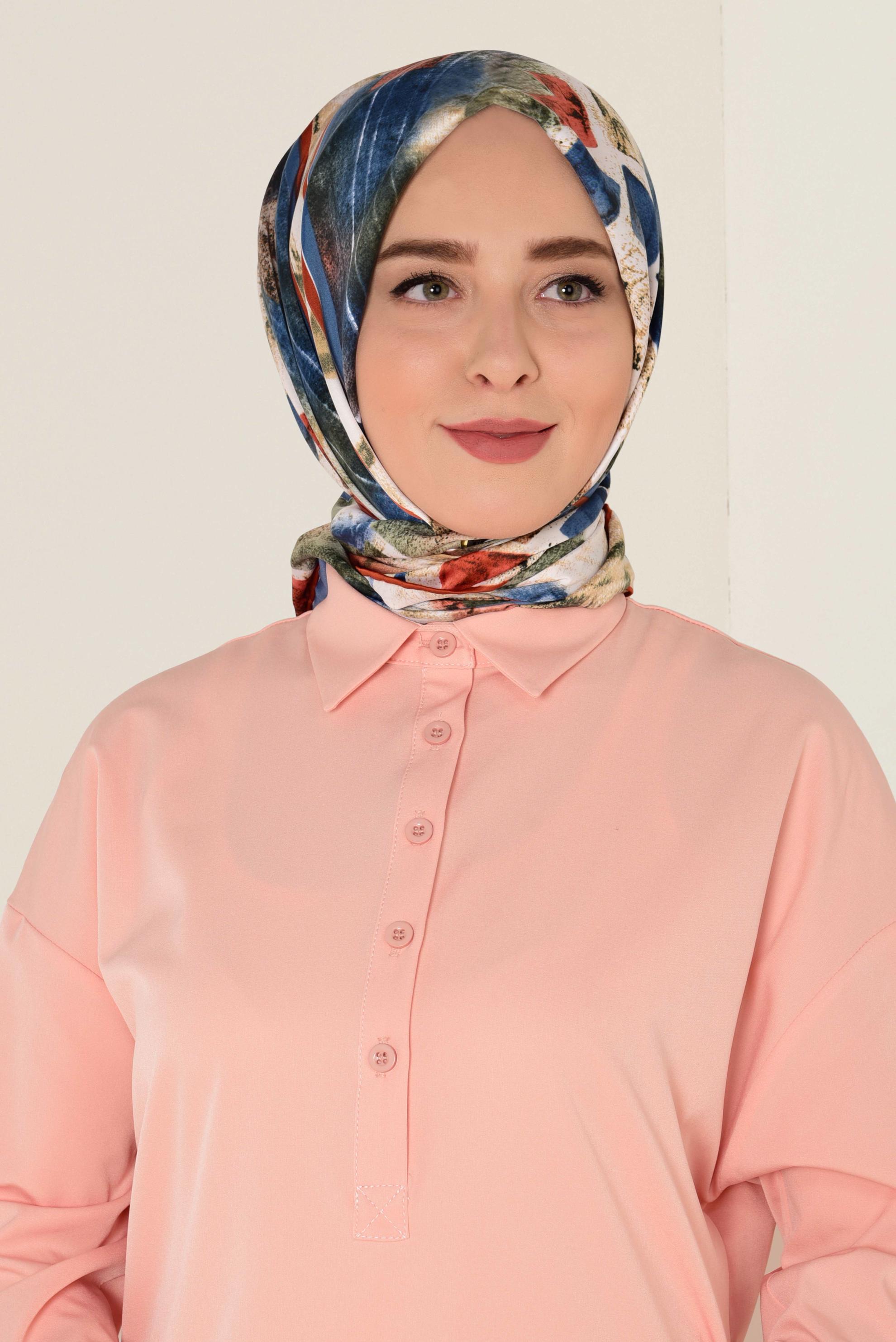 Tesettür giyim LACİVERT 11417-1 ALVİNA DESENLİ EŞARP