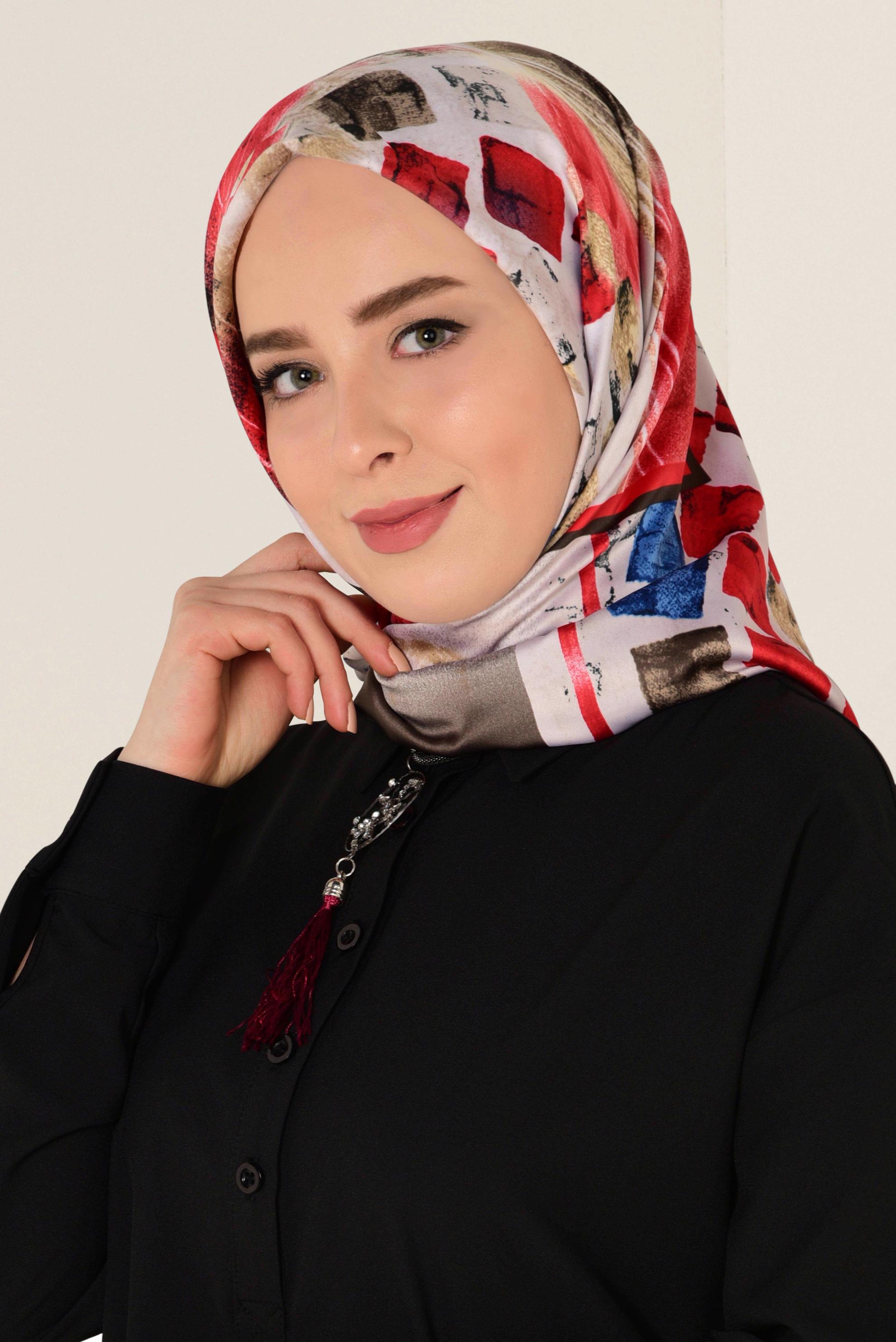 Tesettür giyim BEYAZ 11417-1 ALVİNA DESENLİ EŞARP