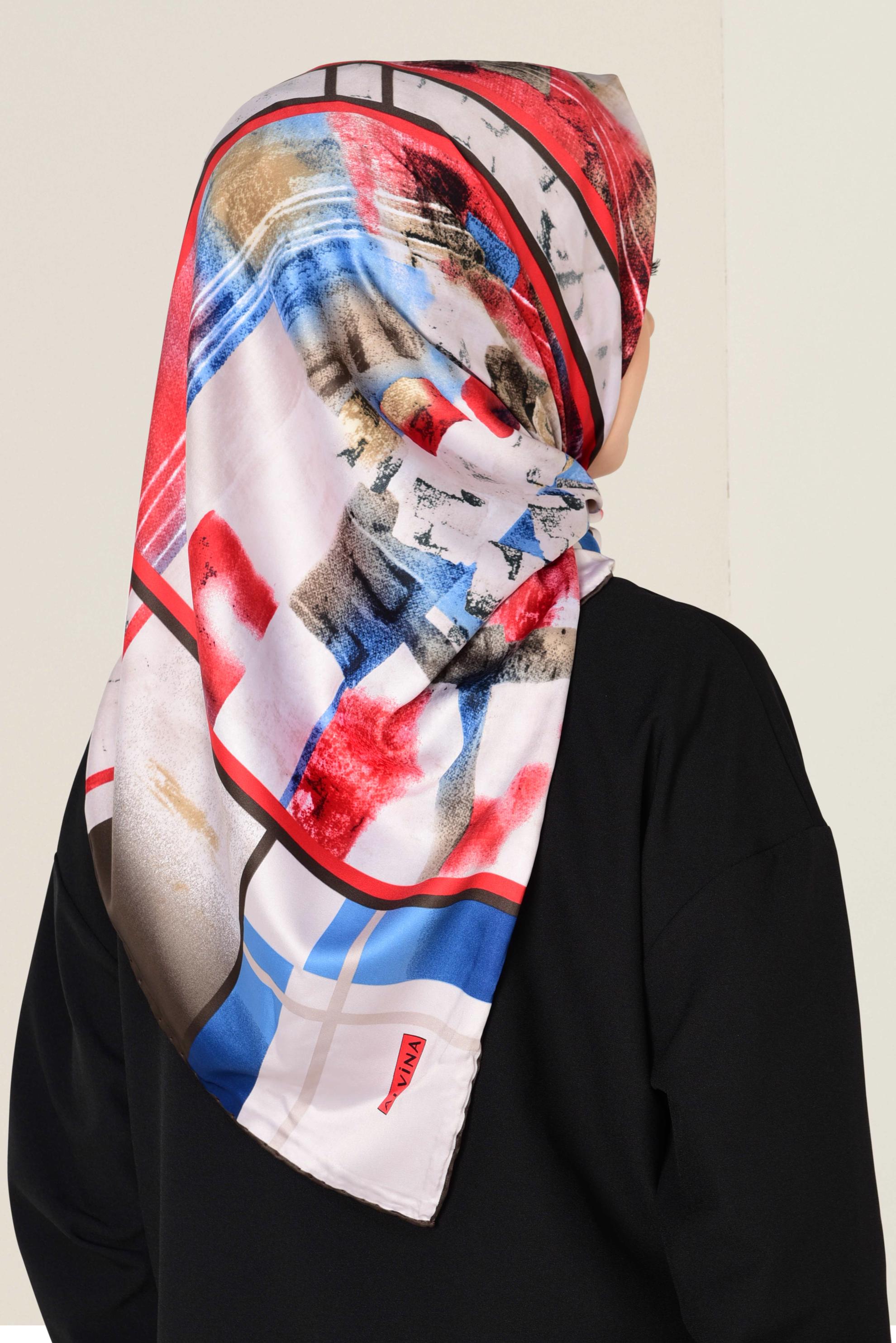 Tesettür giyim BEYAZ 11417-1 ALVİNA DESENLİ EŞARP