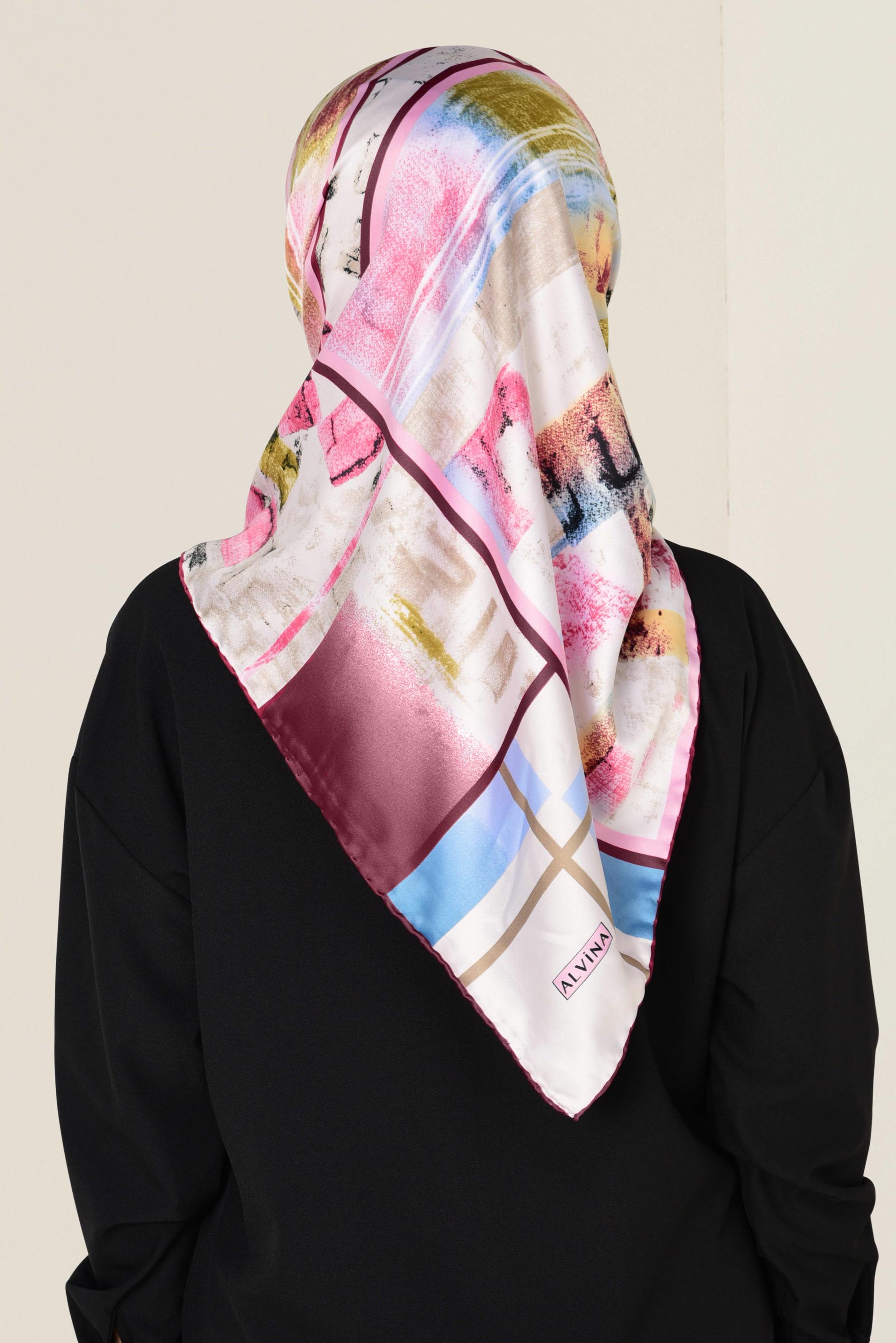 Tesettür giyim GRİ 11417-1 ALVİNA DESENLİ EŞARP