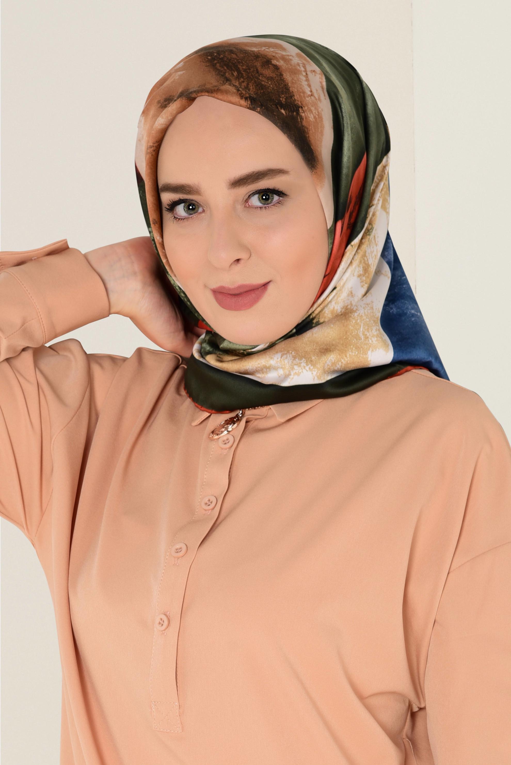 Tesettür giyim LACİVERT 11418-1 ALVİNA DESENLİ EŞARP