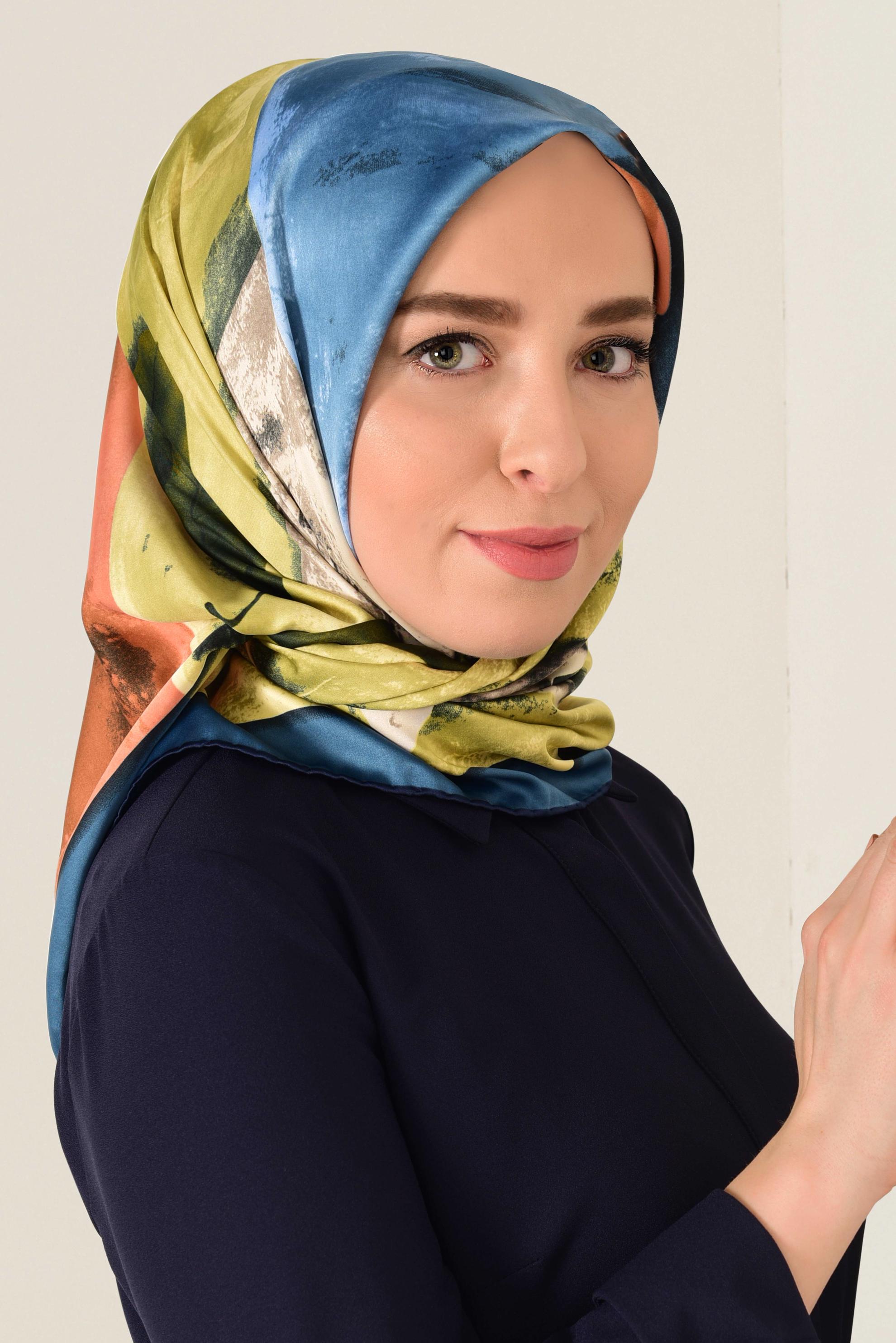 Tesettür giyim YEŞİL 11418-1 ALVİNA DESENLİ EŞARP