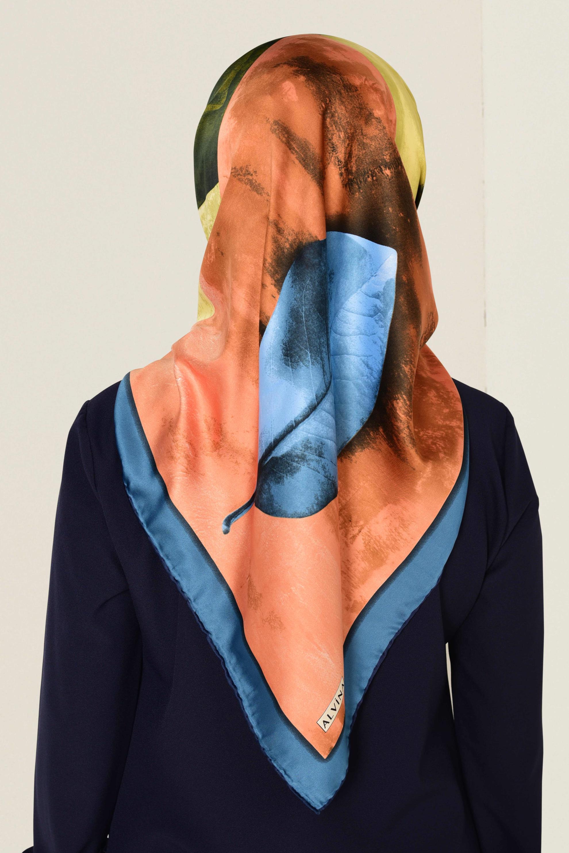 Tesettür giyim YEŞİL 11418-1 ALVİNA DESENLİ EŞARP