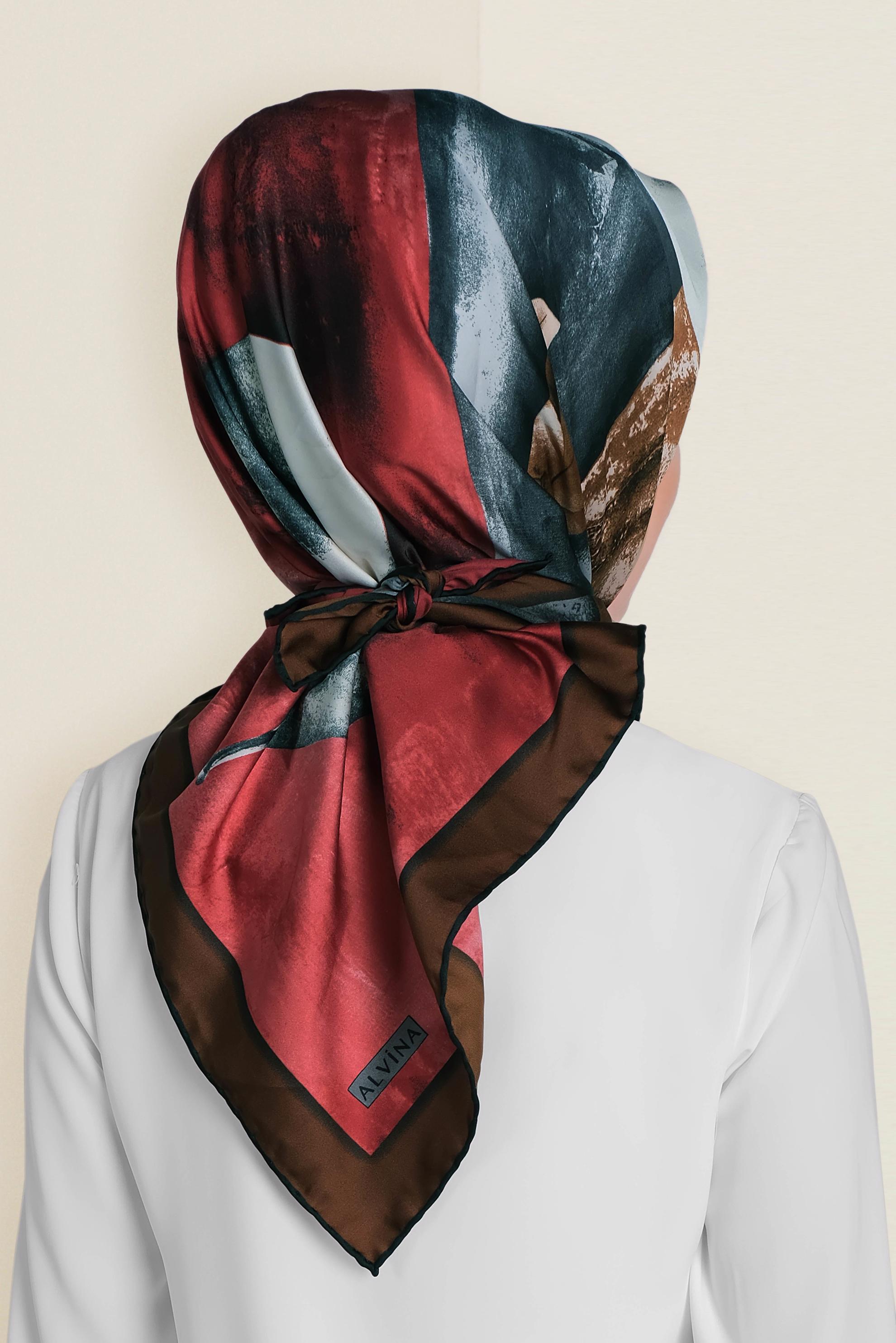 Tesettür giyim KAHVE 11418-1 ALVİNA DESENLİ EŞARP