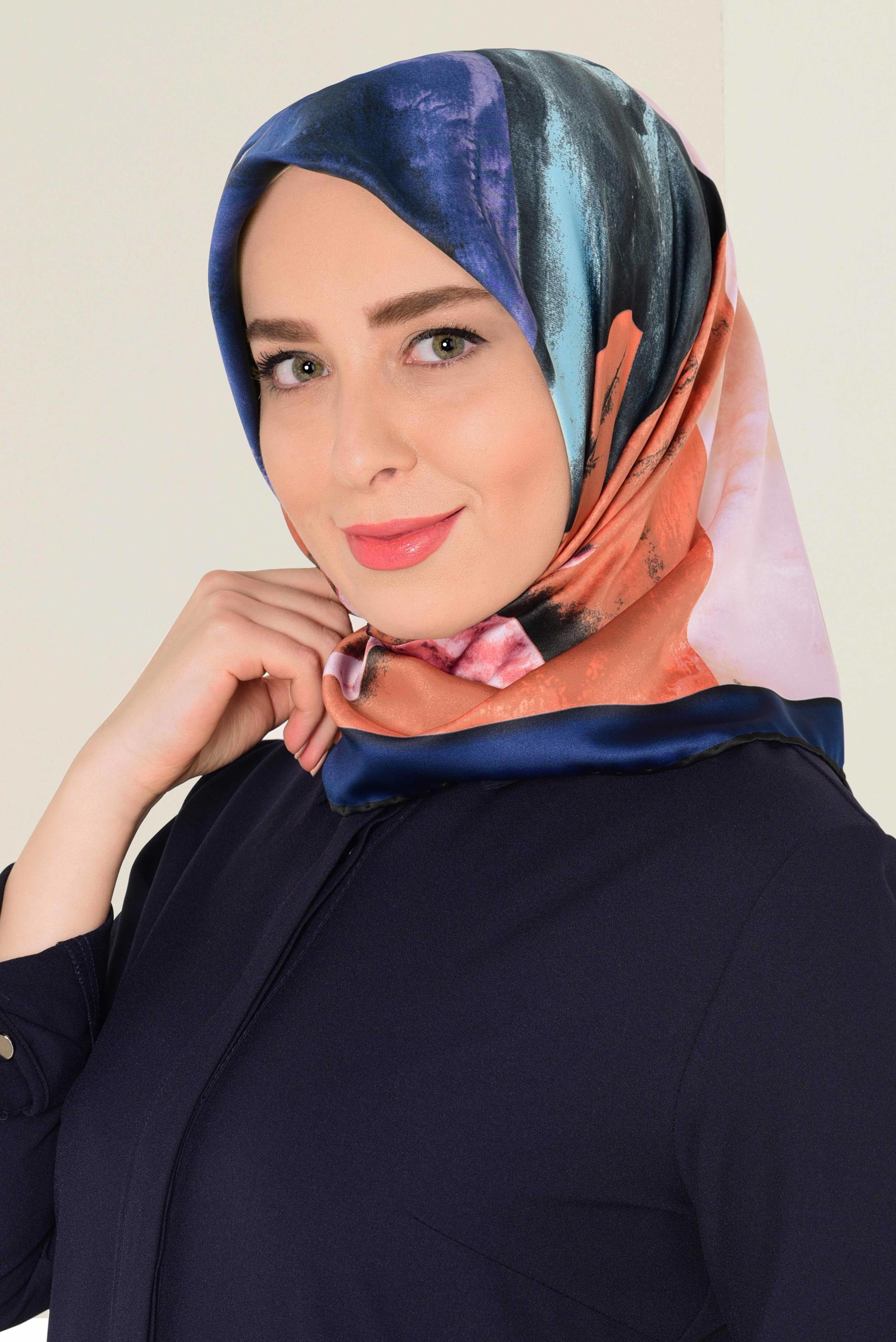 Tesettür giyim VİZON 11418-1 ALVİNA DESENLİ EŞARP