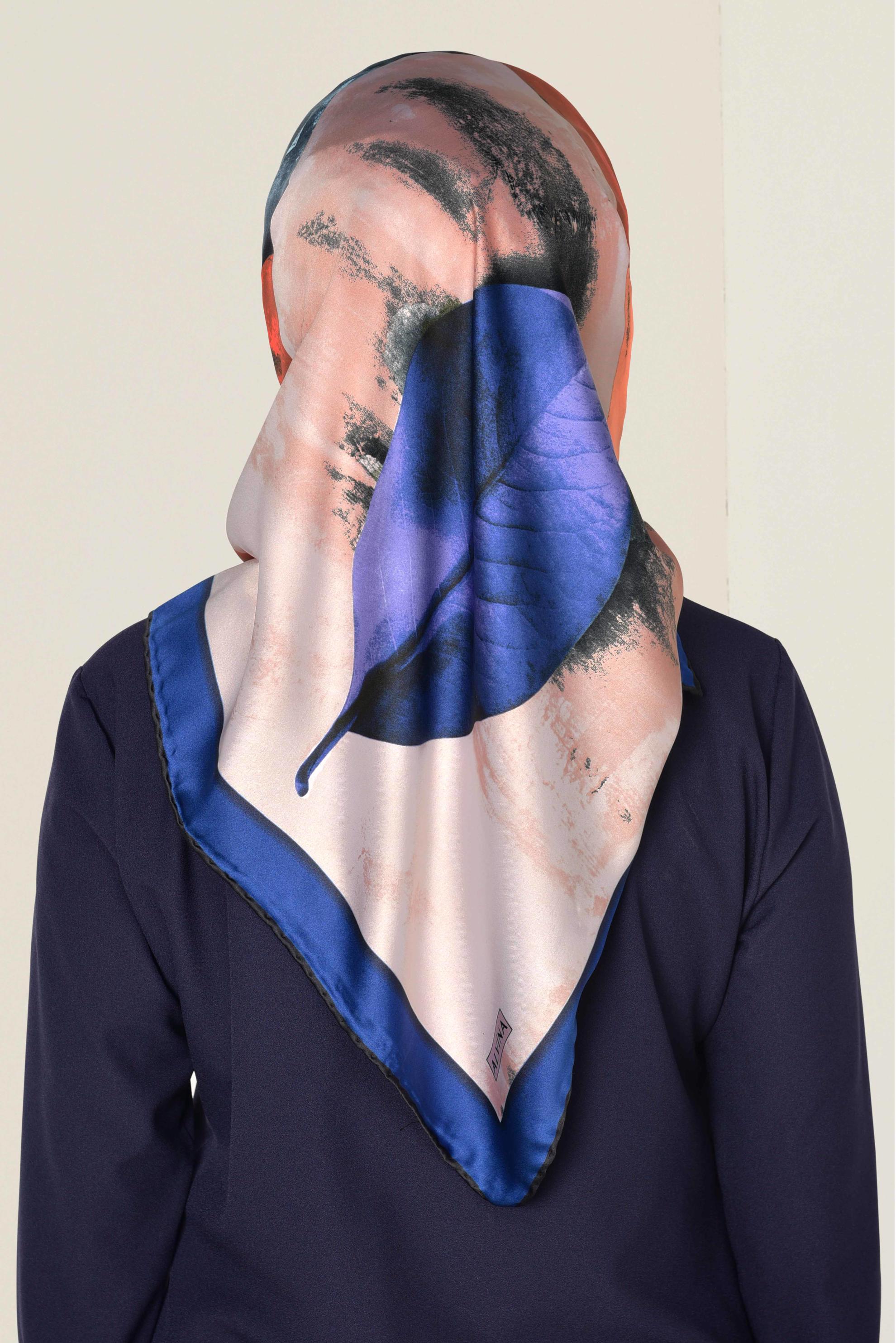 Tesettür giyim VİZON 11418-1 ALVİNA DESENLİ EŞARP