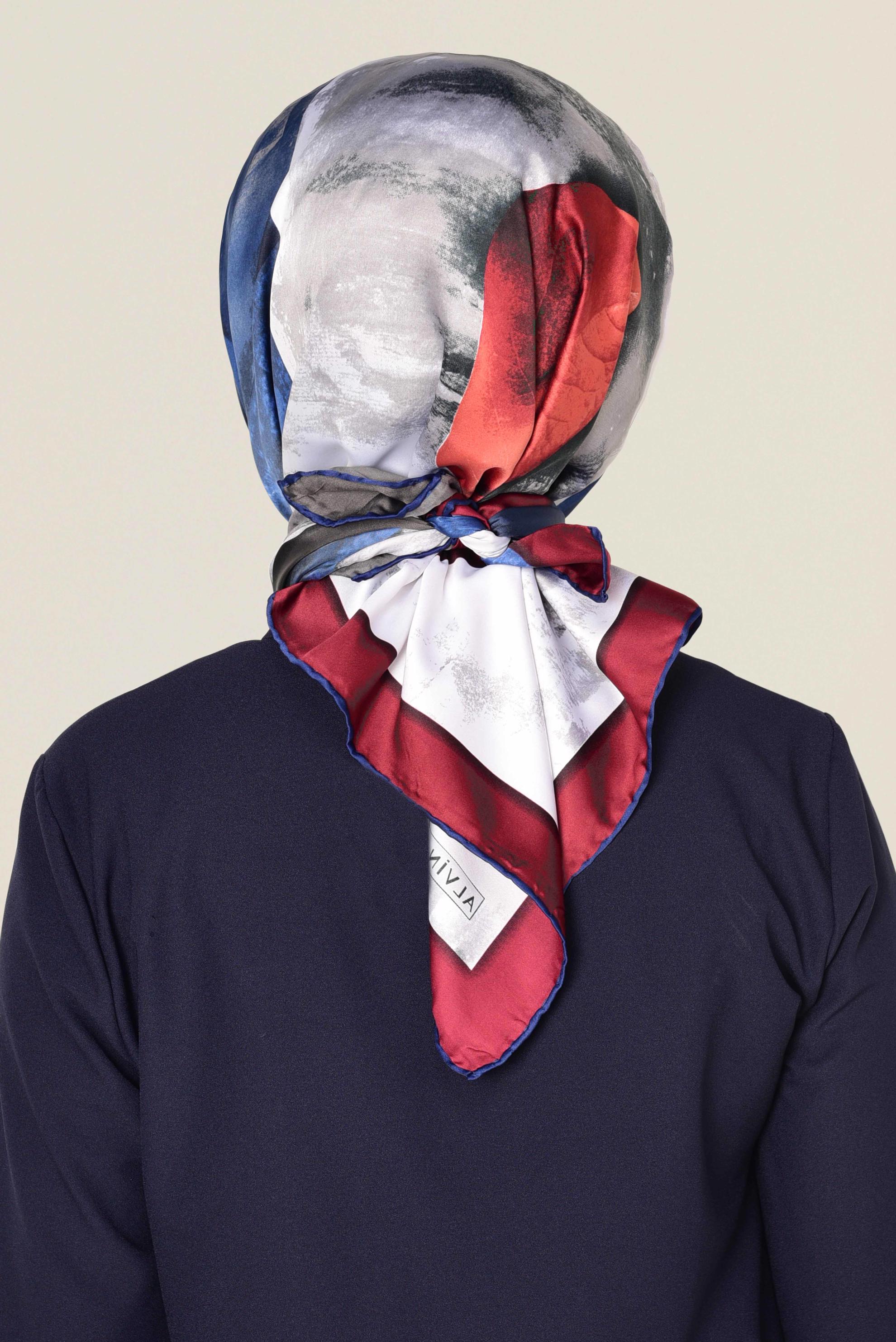 Tesettür giyim GRİ 11418-1 ALVİNA DESENLİ EŞARP