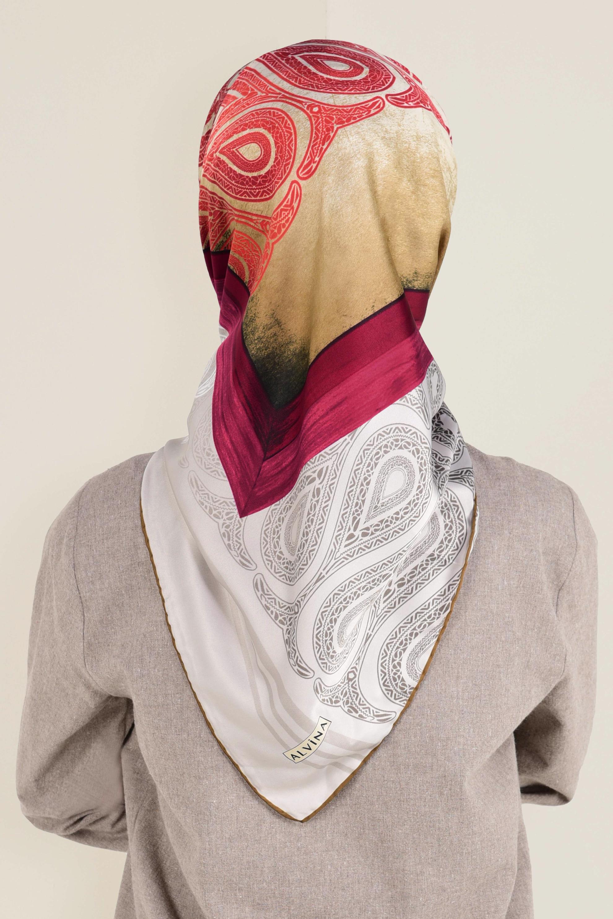 Tesettür giyim BEJ 12155-1 ALVİNA DESENLİ EŞARP