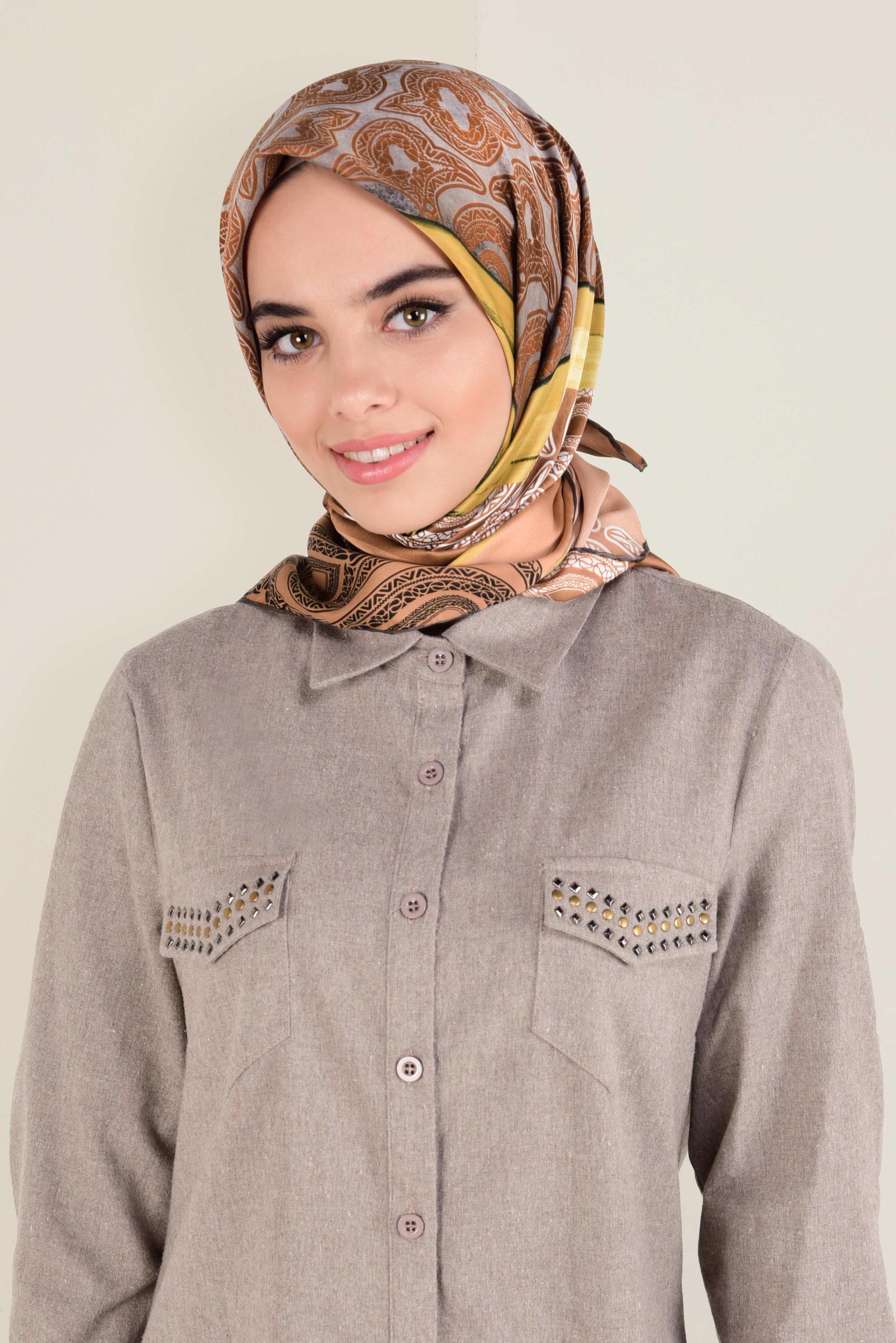 Tesettür giyim PEMBE 12155-1 ALVİNA DESENLİ EŞARP