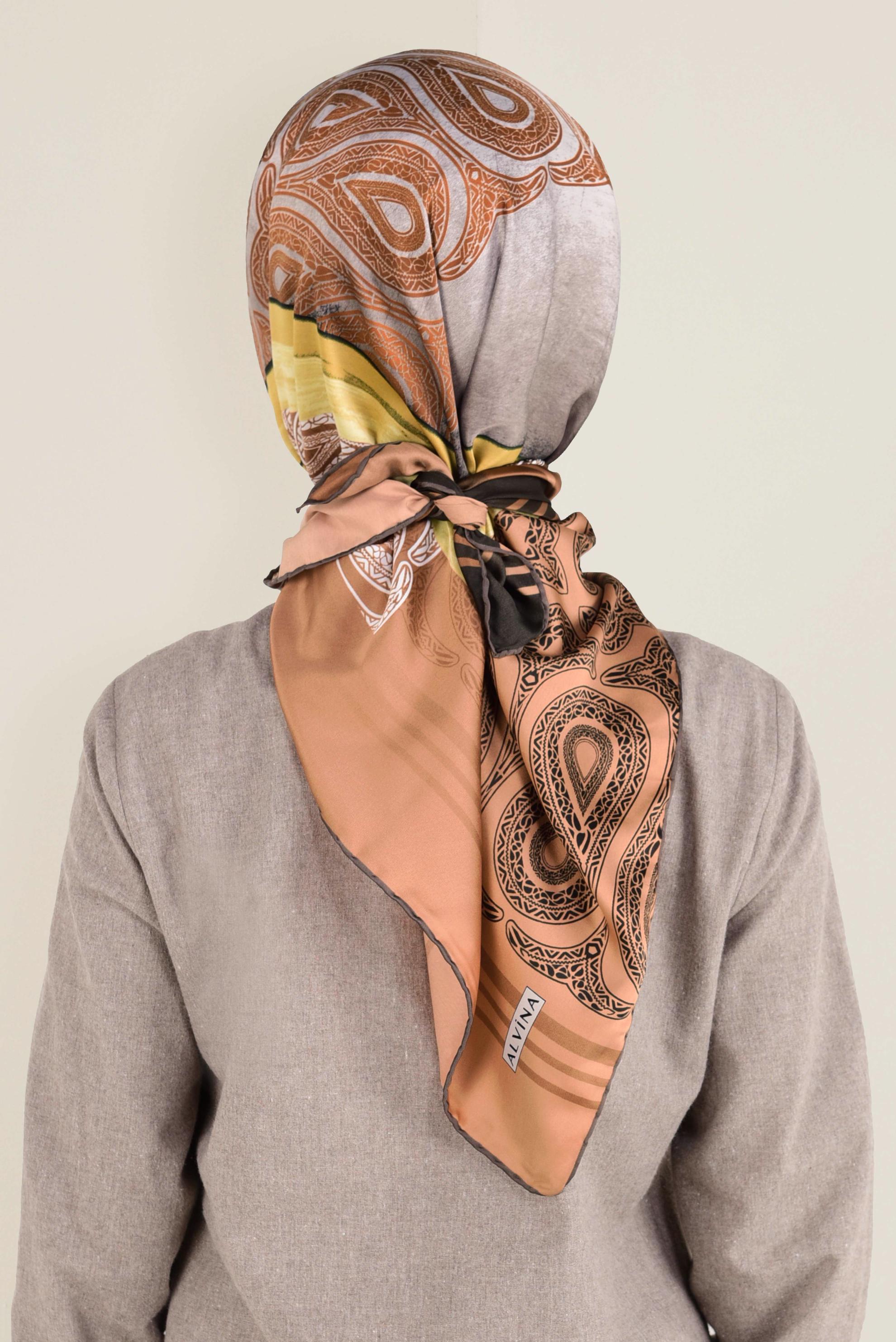 Tesettür giyim PEMBE 12155-1 ALVİNA DESENLİ EŞARP