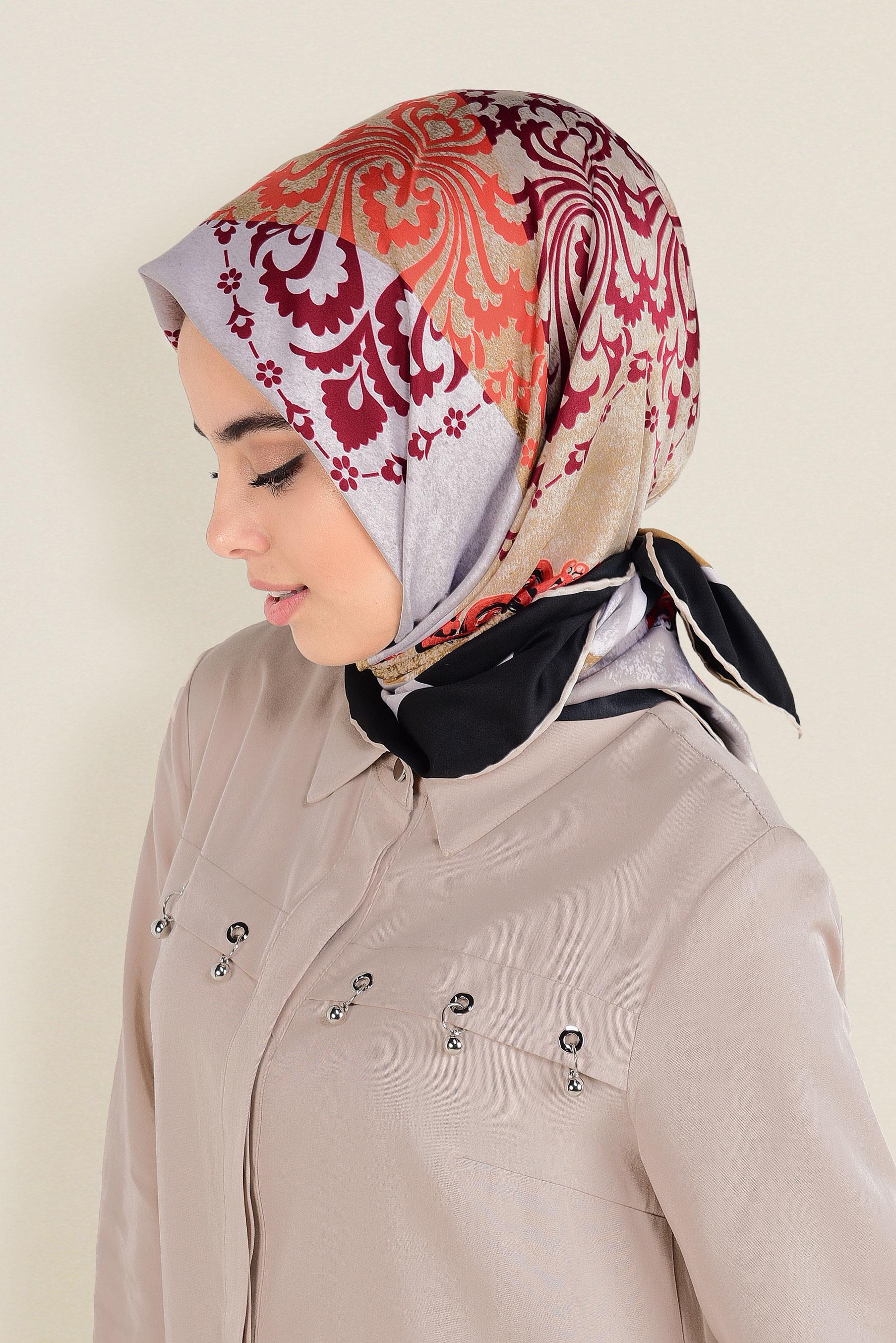 Tesettür giyim SİYAH 12156-1 ALVİNA DESENLİ EŞARP