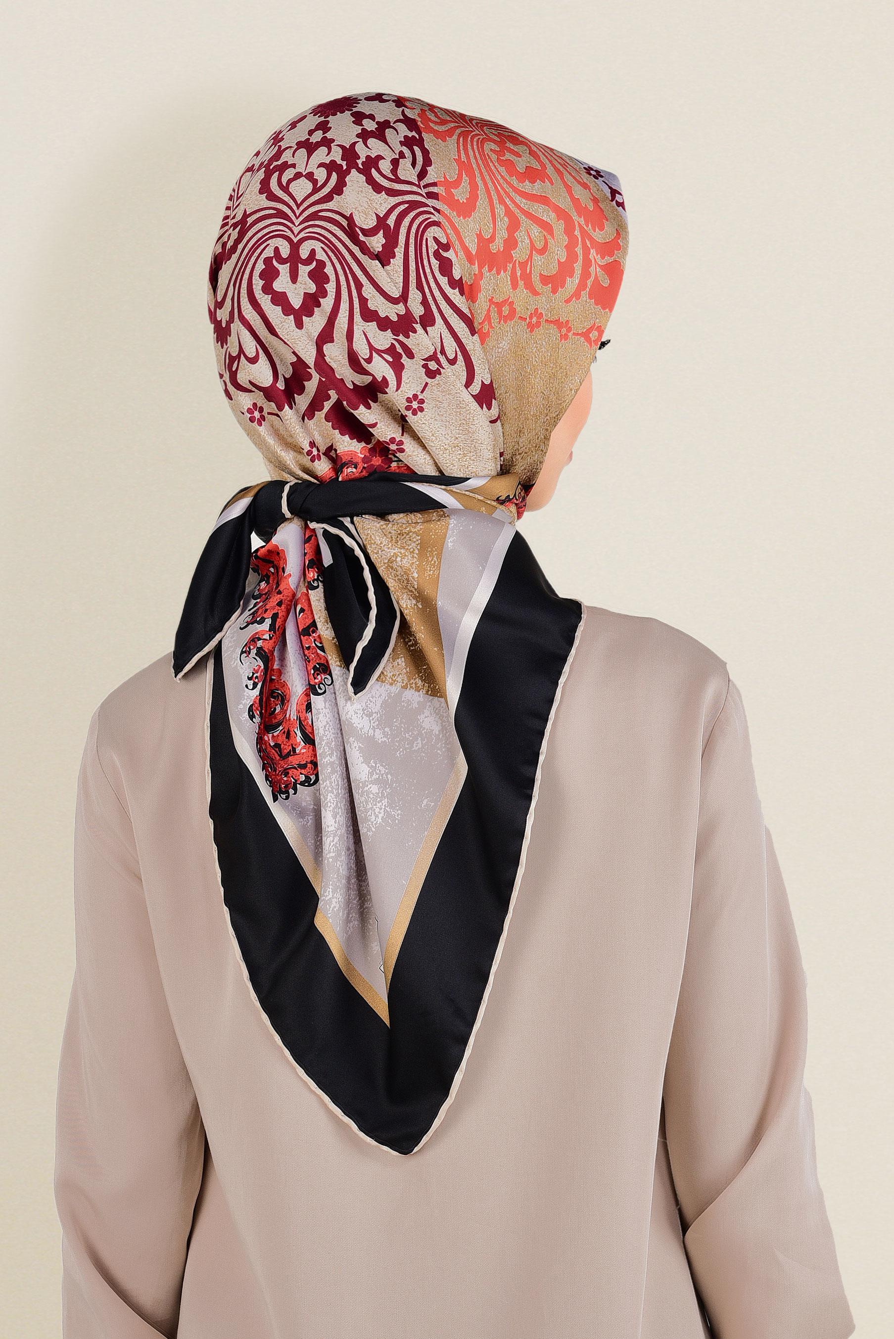 Tesettür giyim SİYAH 12156-1 ALVİNA DESENLİ EŞARP