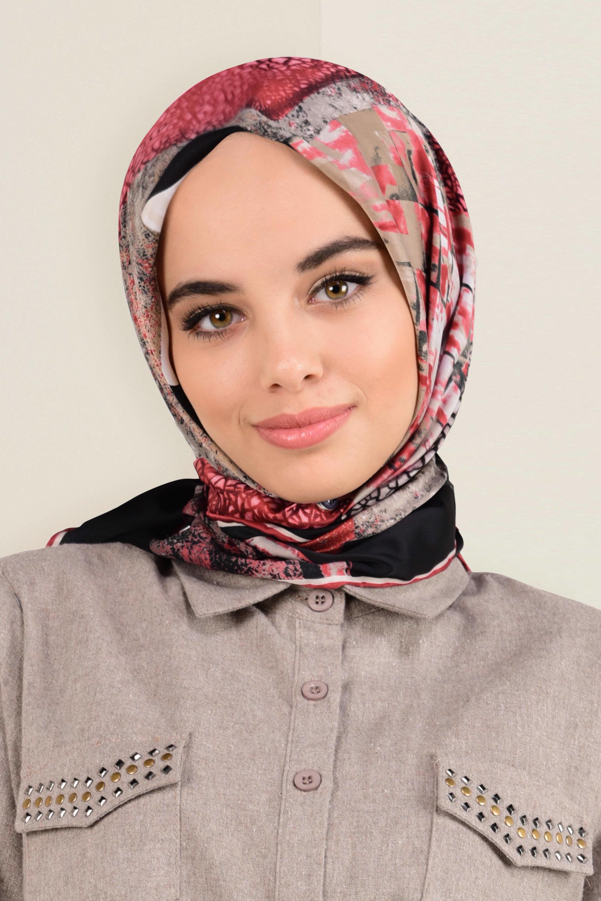 Tesettür giyim SİYAH 12164-1 ALVİNA DESENLİ EŞARP