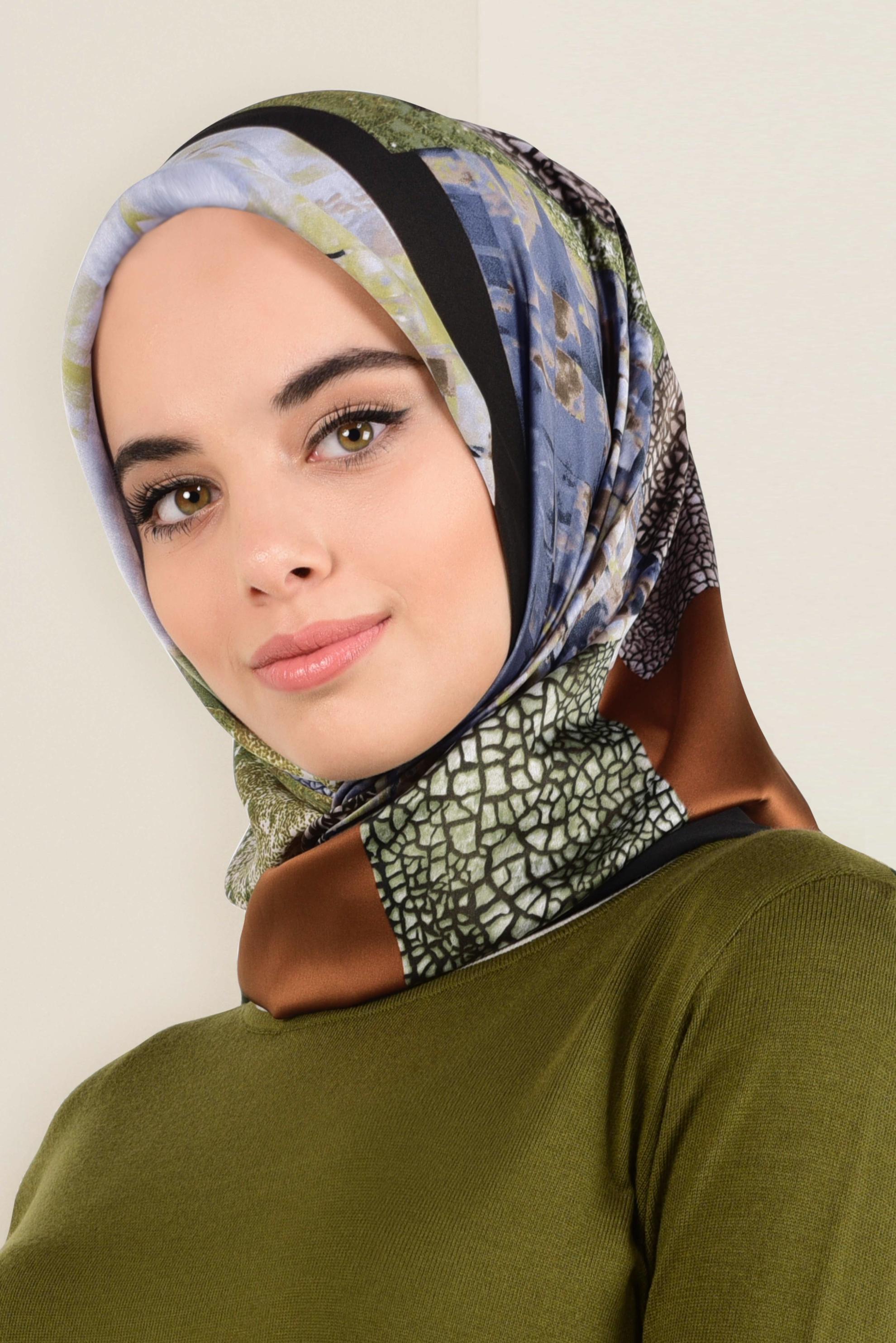 Tesettür giyim SİYAH 12164-1 ALVİNA DESENLİ EŞARP