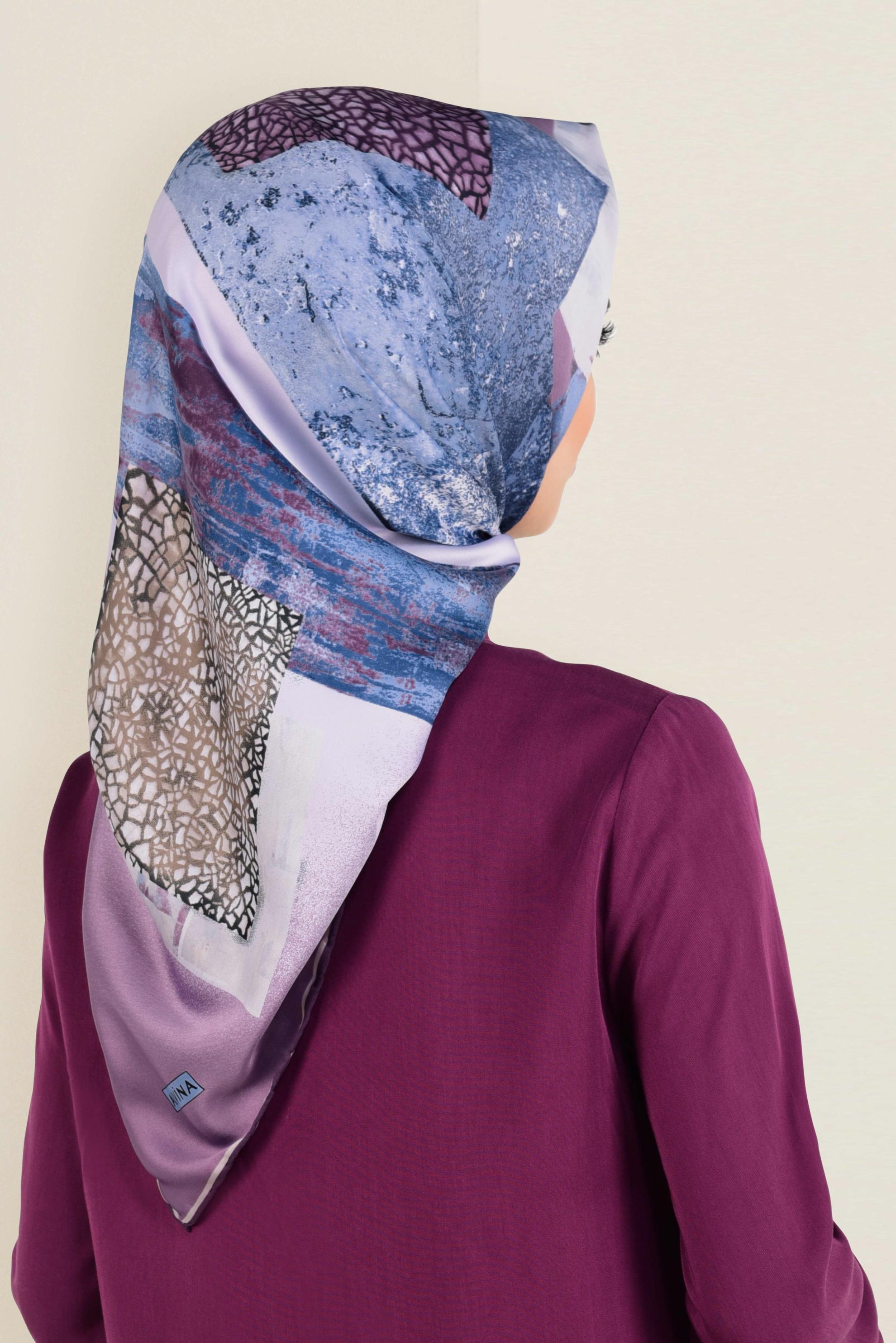 Tesettür giyim PEMBE 12164-1 ALVİNA DESENLİ EŞARP