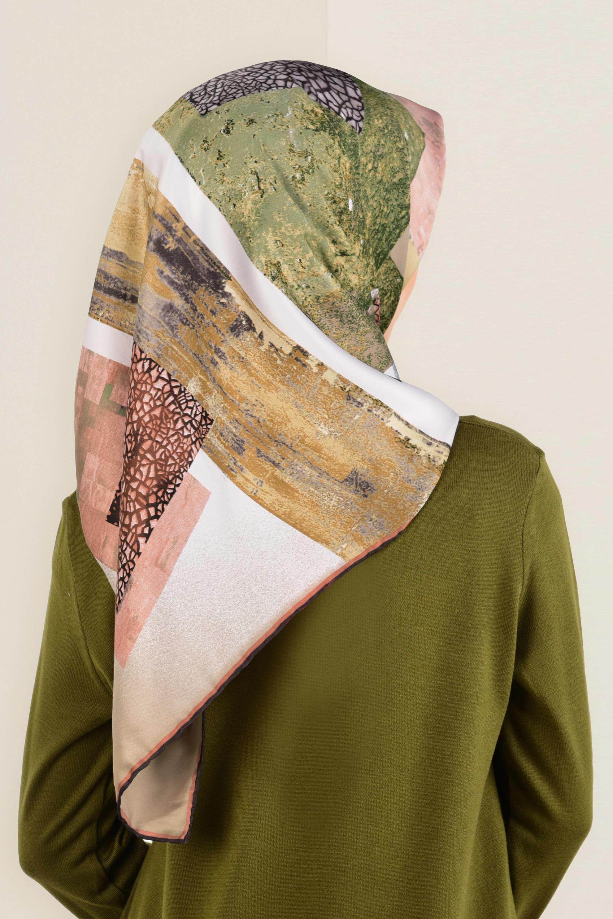 Tesettür giyim PEMBE 12164-1 ALVİNA DESENLİ EŞARP