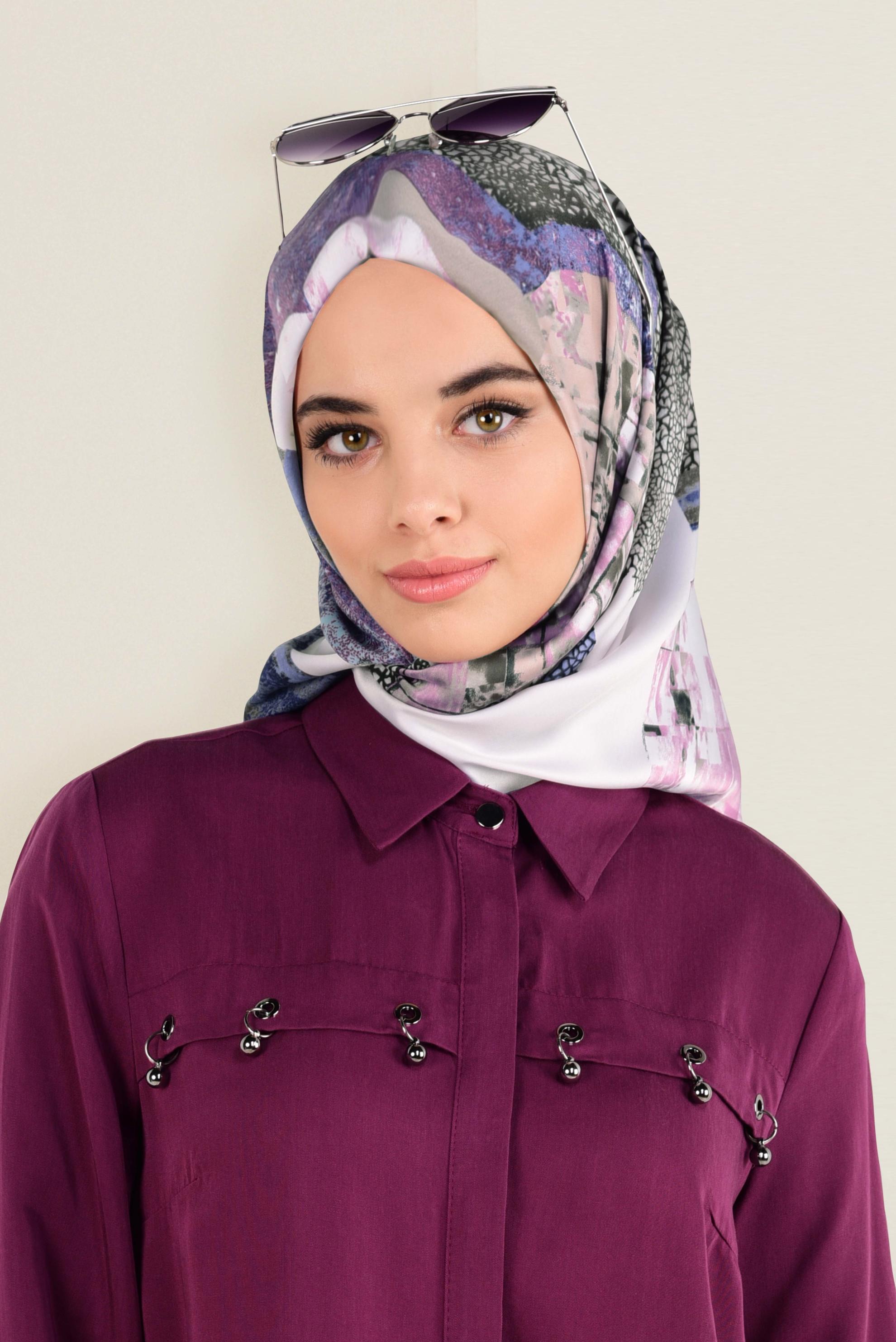 Tesettür giyim MOR 12164-1 ALVİNA DESENLİ EŞARP