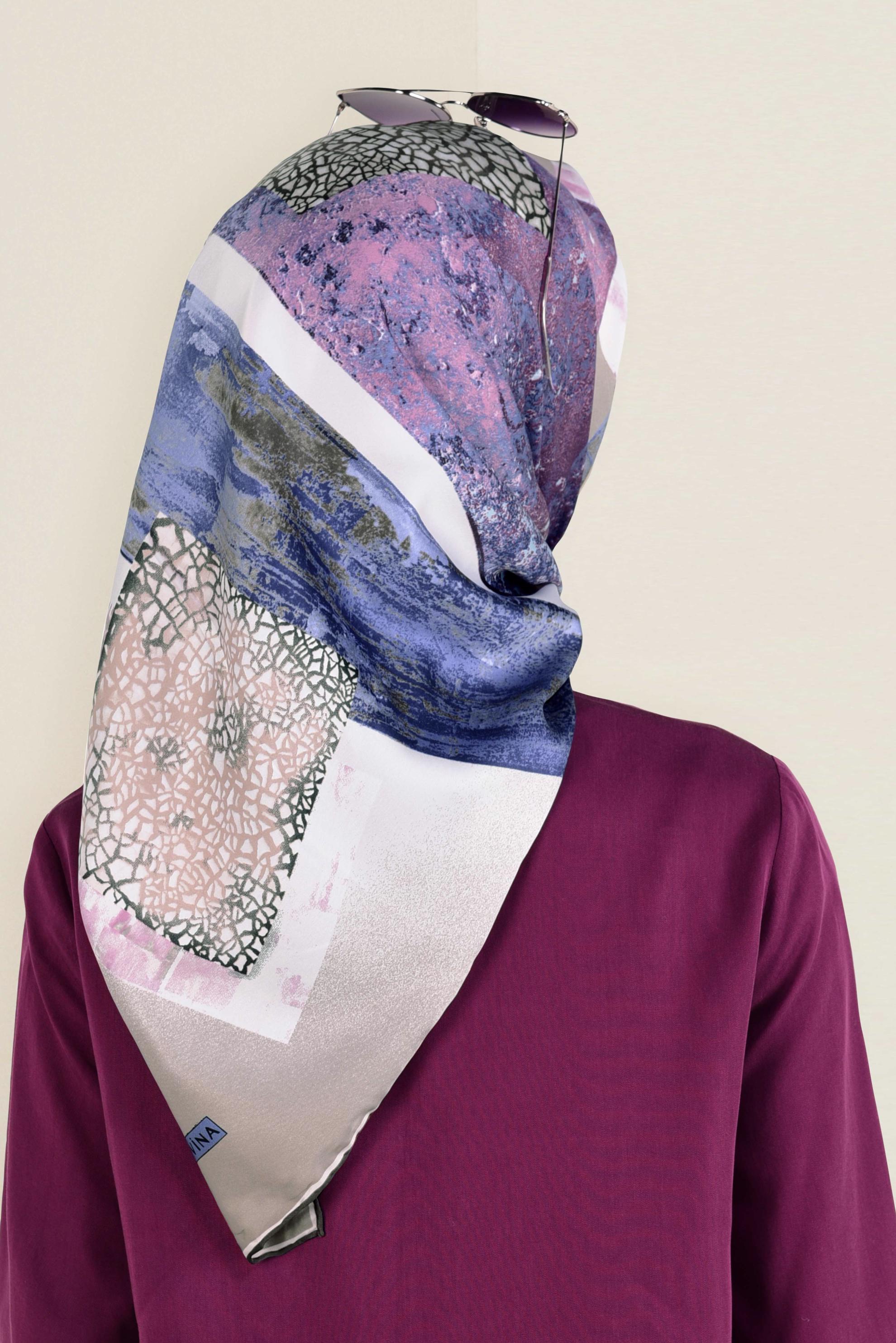 Tesettür giyim MOR 12164-1 ALVİNA DESENLİ EŞARP