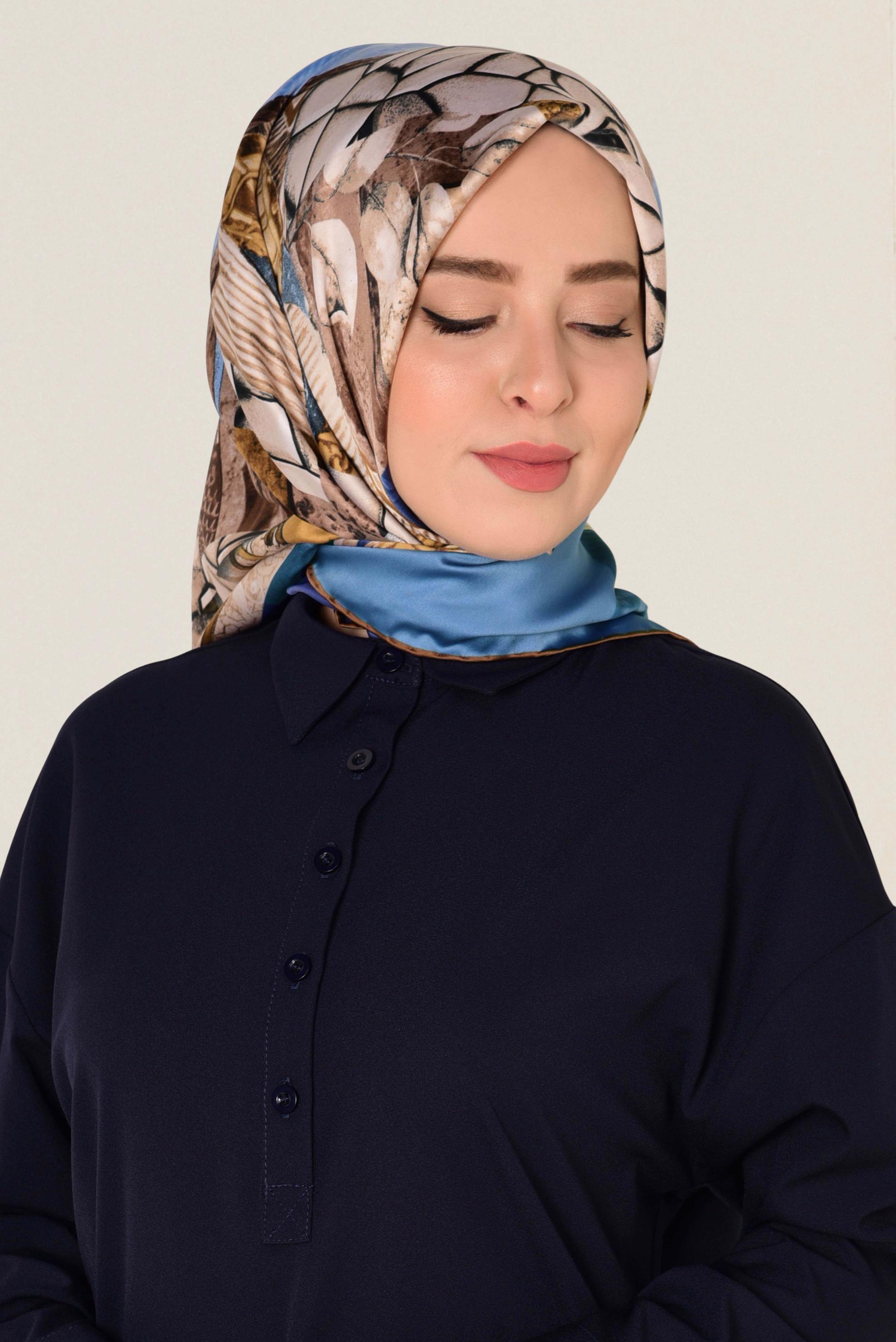 Tesettür giyim LACİVERT ALVİNA DESENLİ EŞARP 12165-1