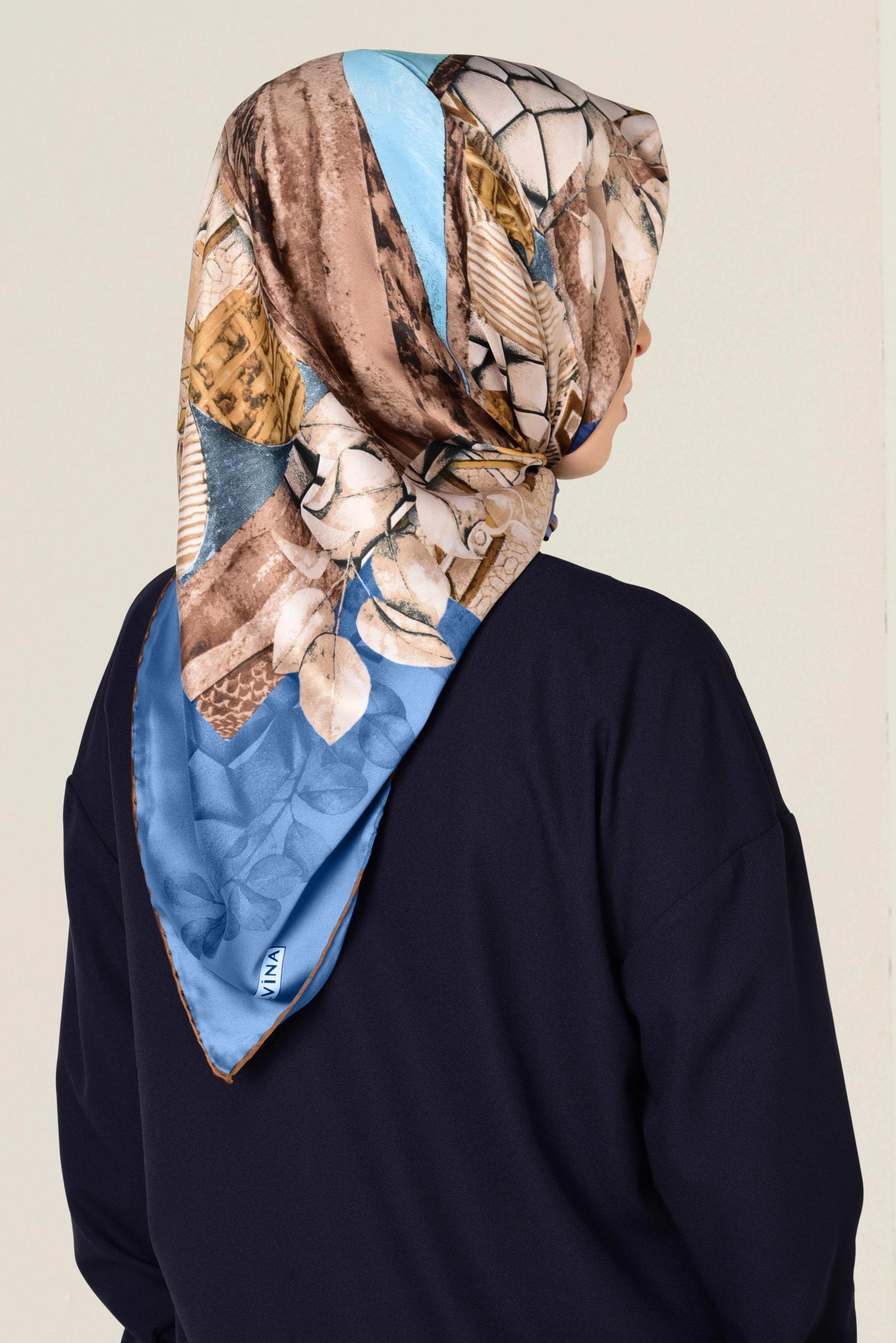 Tesettür giyim LACİVERT ALVİNA DESENLİ EŞARP 12165-1